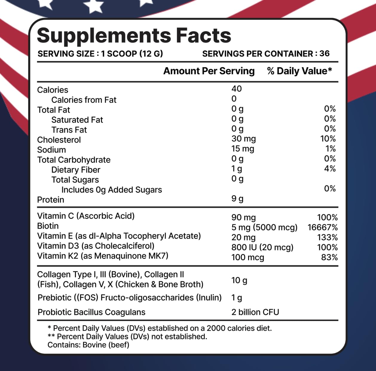 anocin Multi Collagen Peptides with Prebiotic + Probiotics + Type I, II, III, V, X + Hydrolyzed Collagen Powder with Vitamin C, D3, B7, K2, E, Hyaluronic Acid, Supports Skin, Hair, Nails, Joints, Grass-Fed, Non-GMO, 25.4 oz (Pack of 2)