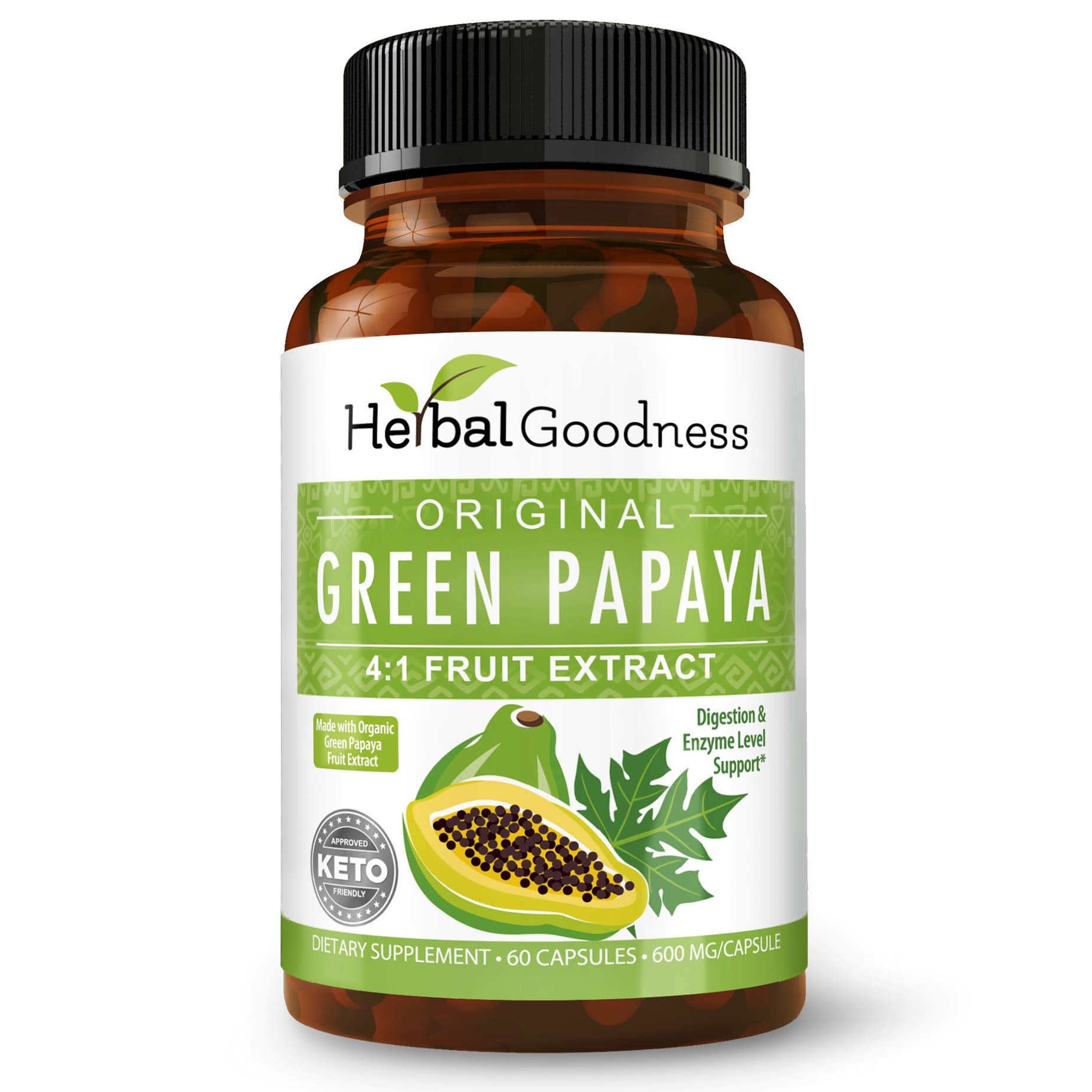 Herbal Goodness Green Papaya Fruit Extract Capsules 60 Count