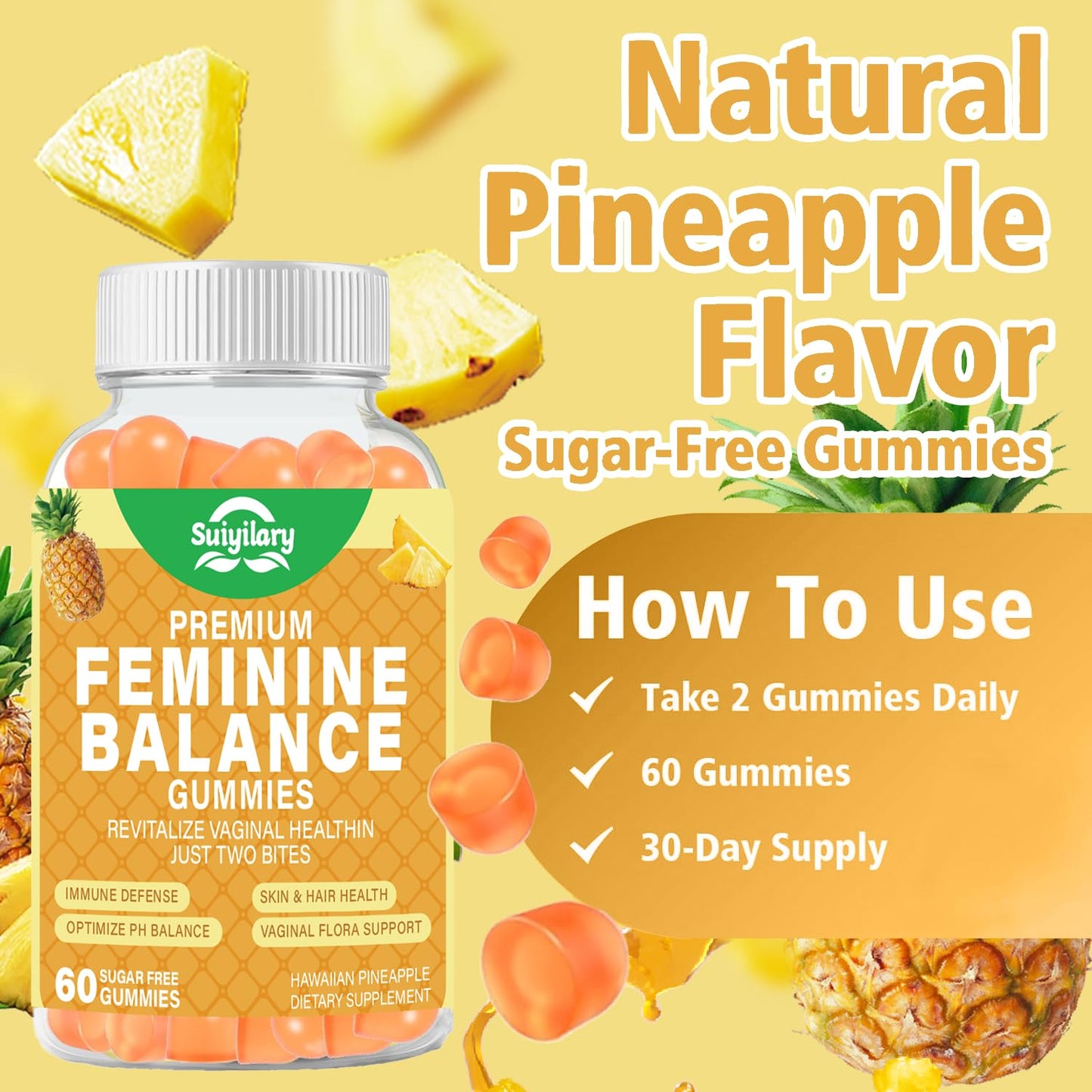 Suiyilary Feminine Probiotics Gummies Powder 3 Count
