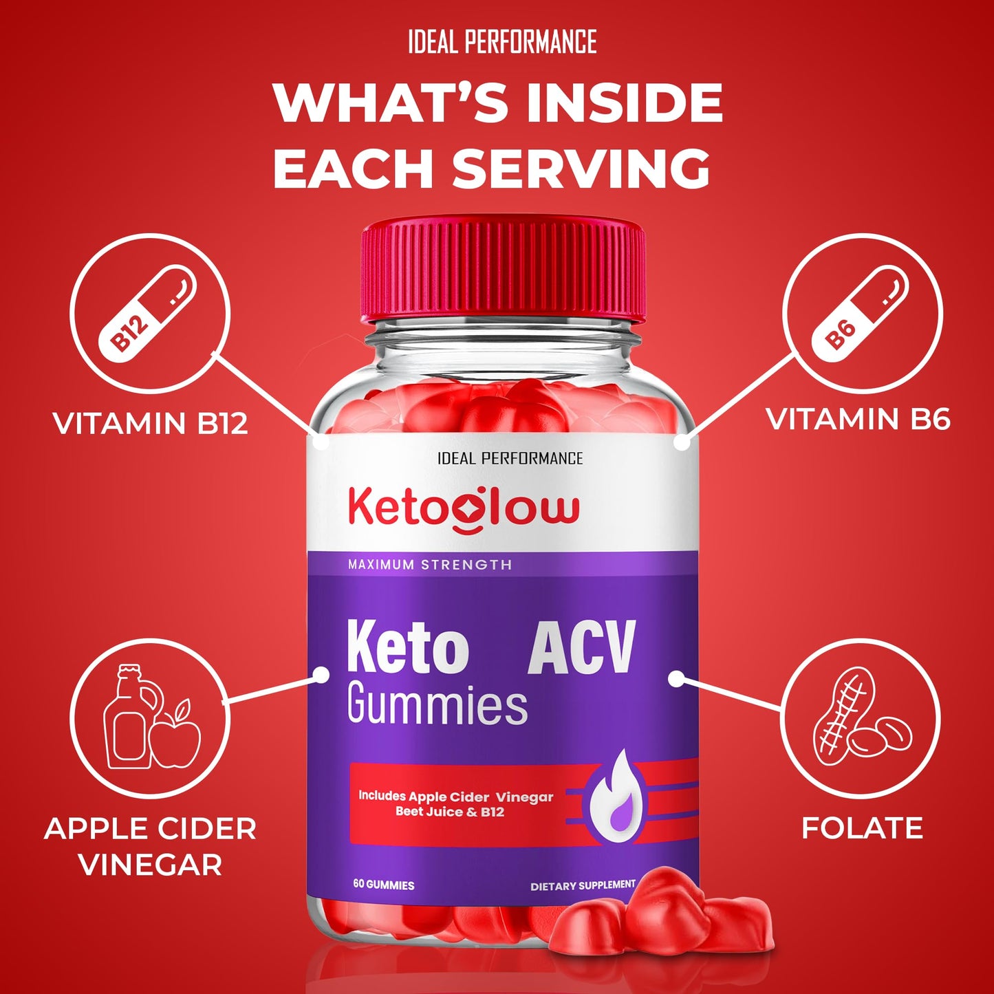 IDEAL PERFORMANCE Keto Glow ACV Gummies 300 Gummies
