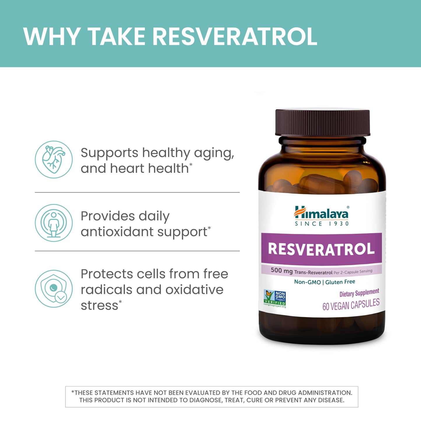 Himalaya Resveratrol for Healthy Aging and Antioxidant Support, 60 Capsules