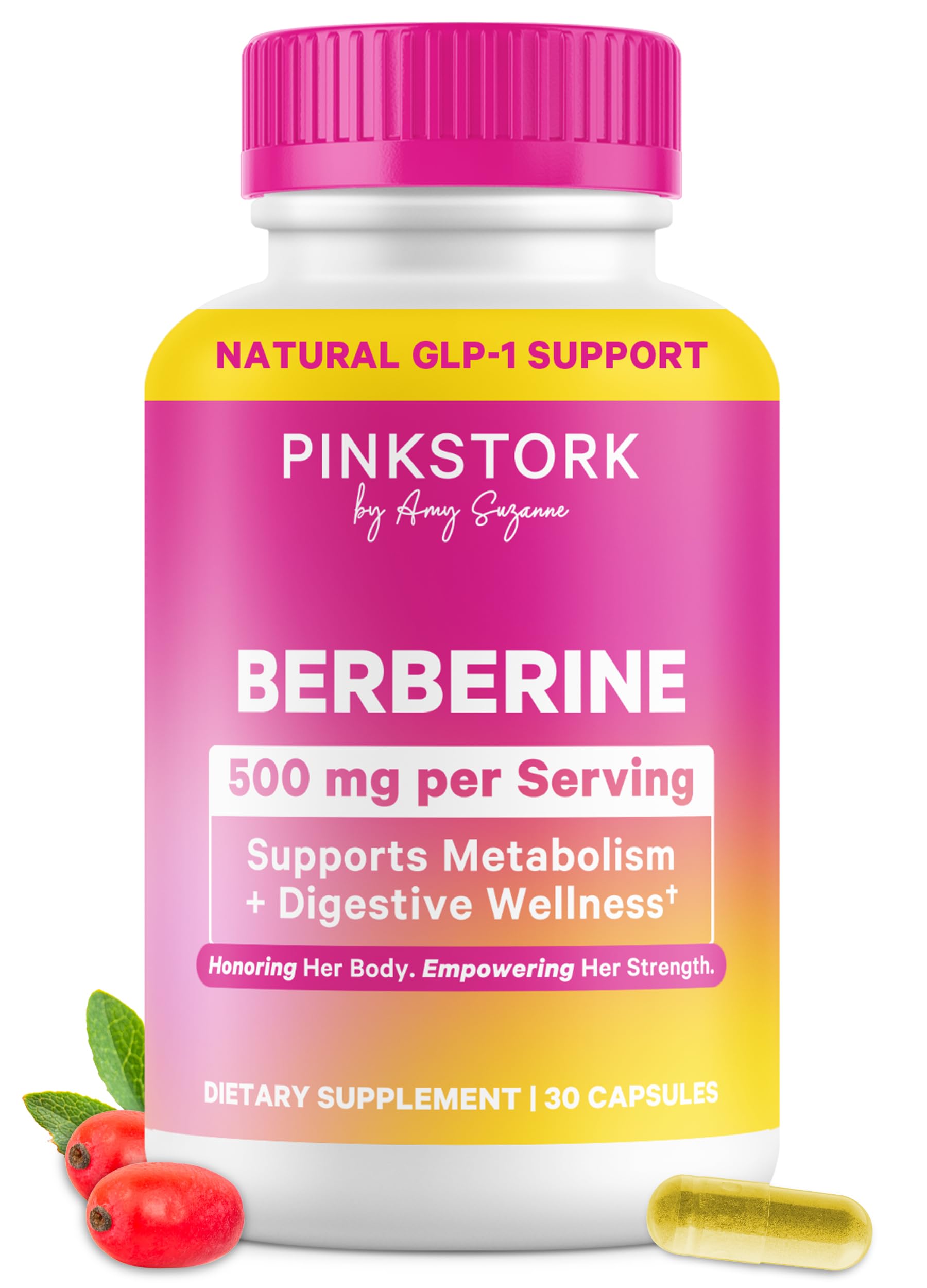 Pink Stork Berberine 500 mg AMPK Metabolic Activator Capsule, 30 Count