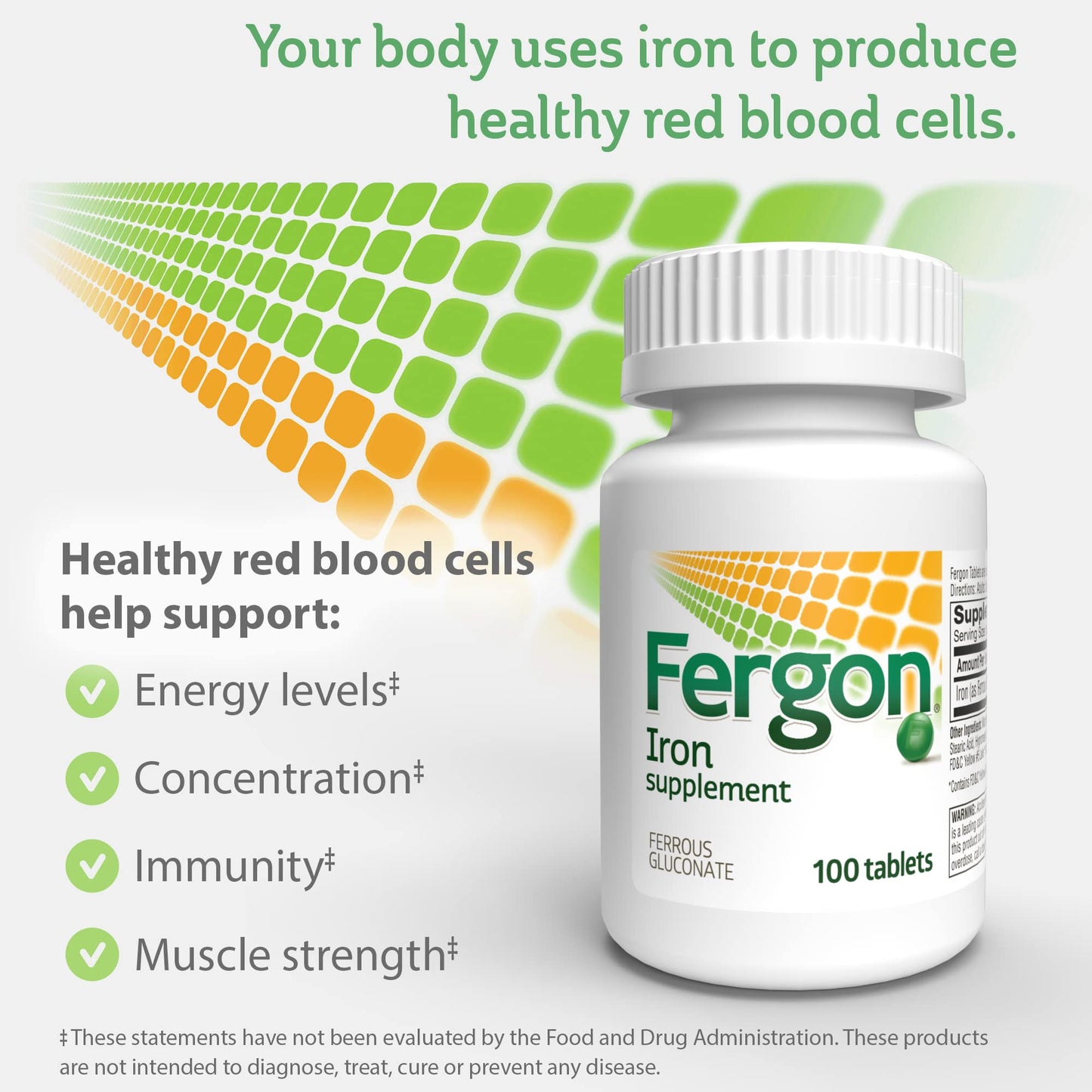 Fergon High Potency Iron Supplement, 100 Tablets