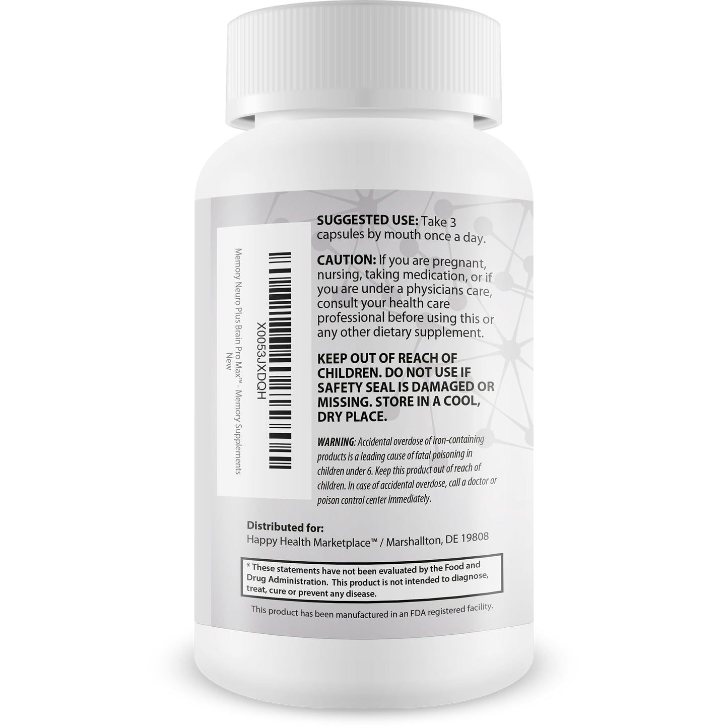 Happy Health Marketplace Memory Neuro Plus Brain Pro Max Capsules, 90 Capsules