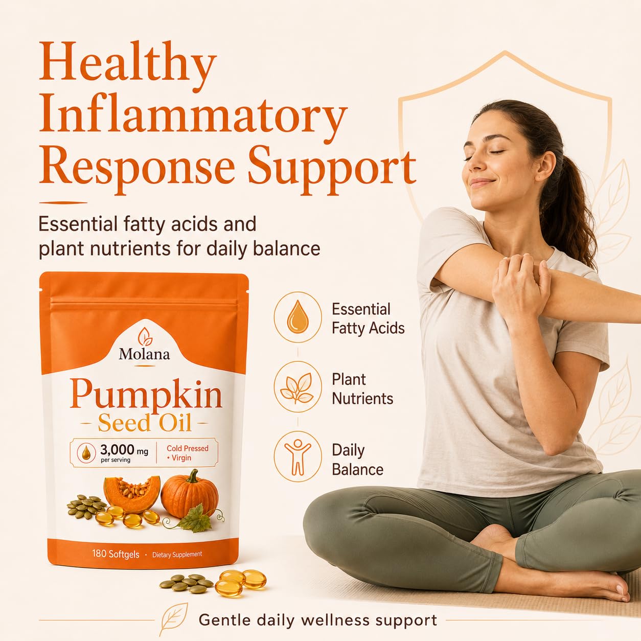 Ovouria Molana Pumpkin Seed Oil Capsules, 180 Softgels