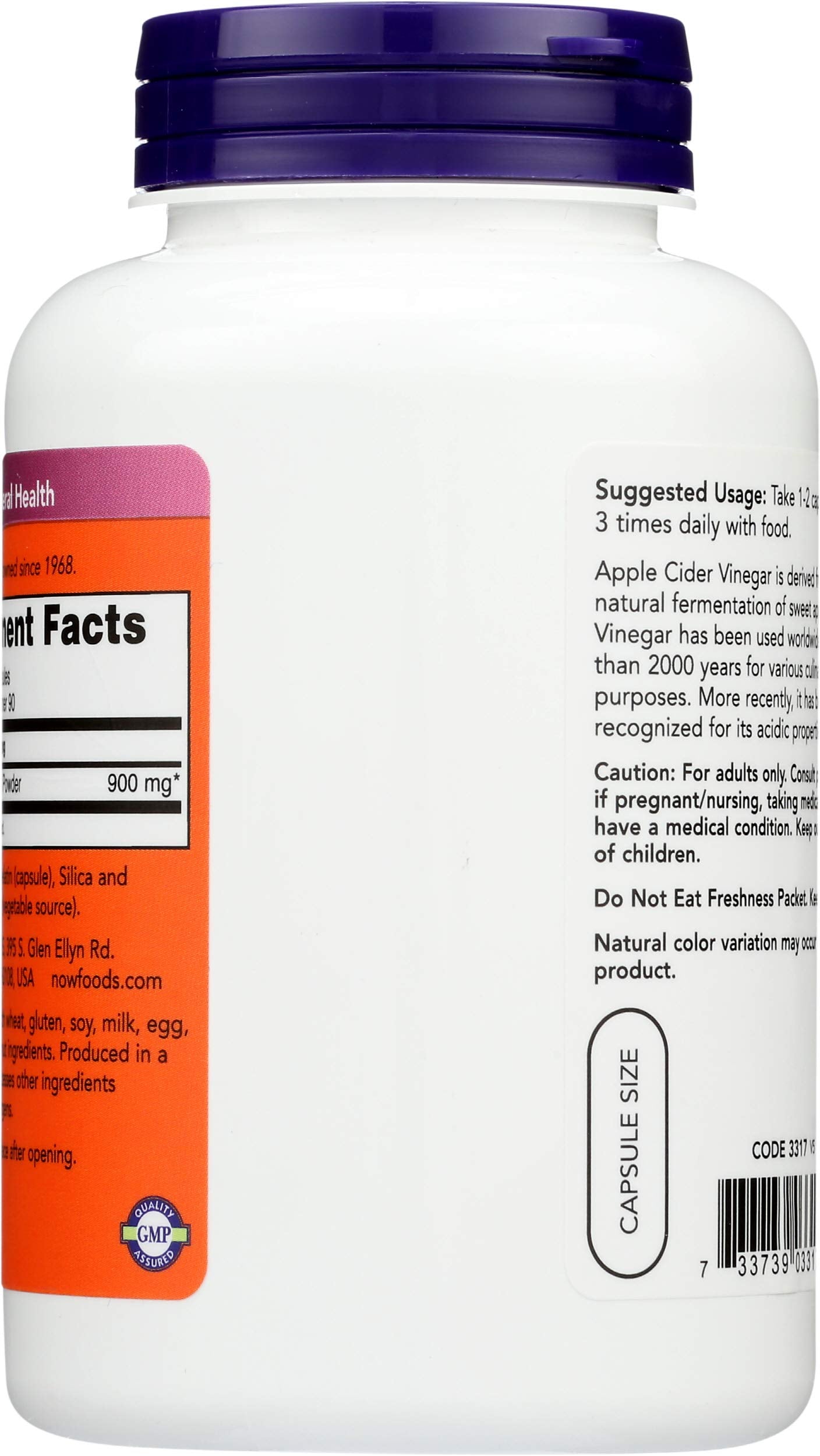 NOW Foods Cider Vinegar Diet 450Mg Capsules 180