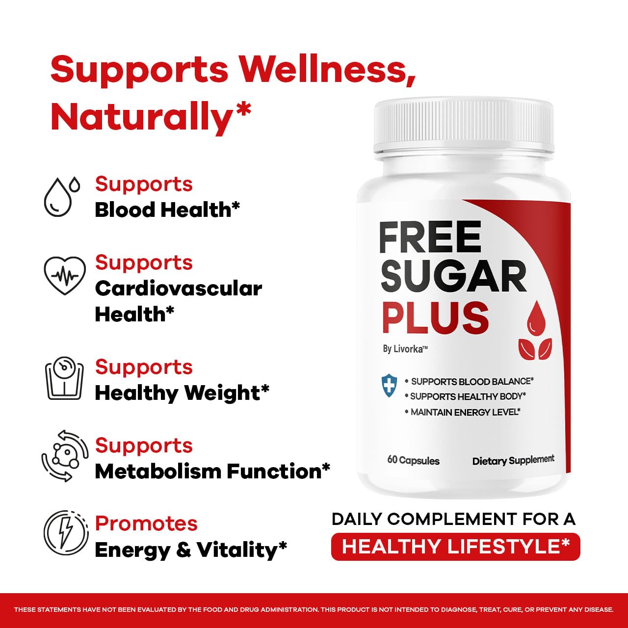 LIVORKA Free Sugar Plus Capsules, 60 Count