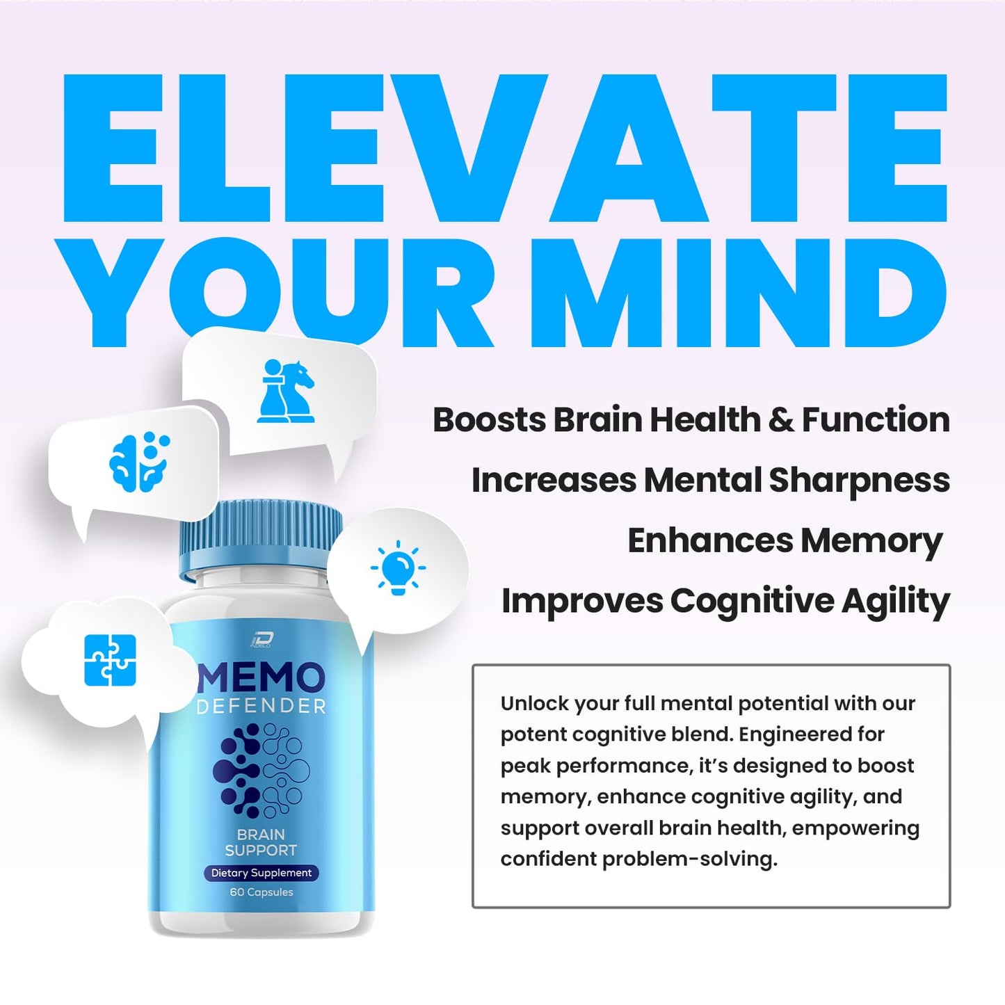 Indelo Memo Defender Brain Supplement Capsules, 120 Capsules