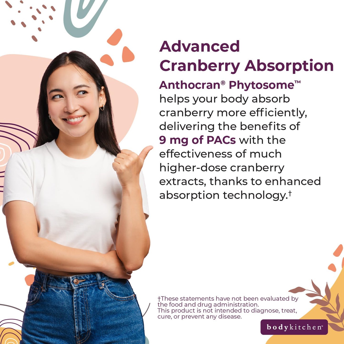 Body Kitchen Urinary Tract Shield with Anthocran Phytosome Cranberry Extract and Liposomal Vitamin C Capsule, 30 Capsules