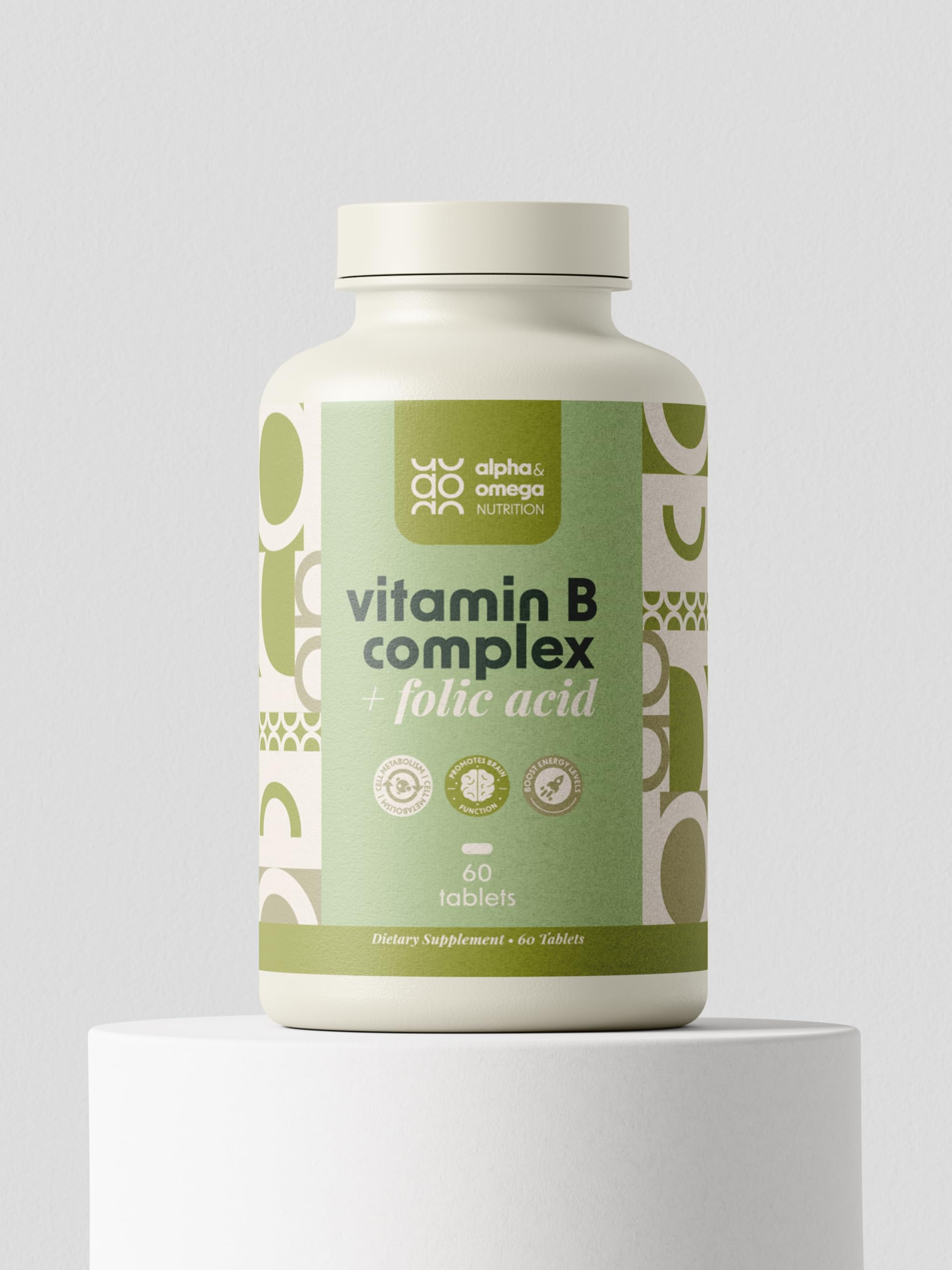 Alpha & Omega Nutrition Vitamin B-Complex + Folic Acid Tablets, 60 Count