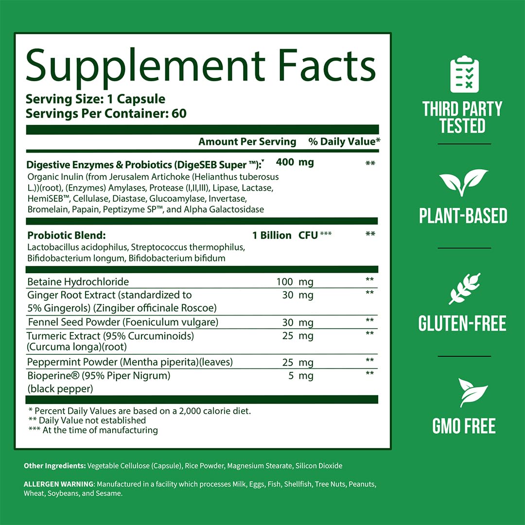 GOBIOTIX GoBiotix Digestive Enzymes Supplement with Prebiotics and Probiotics, 60 Capsules