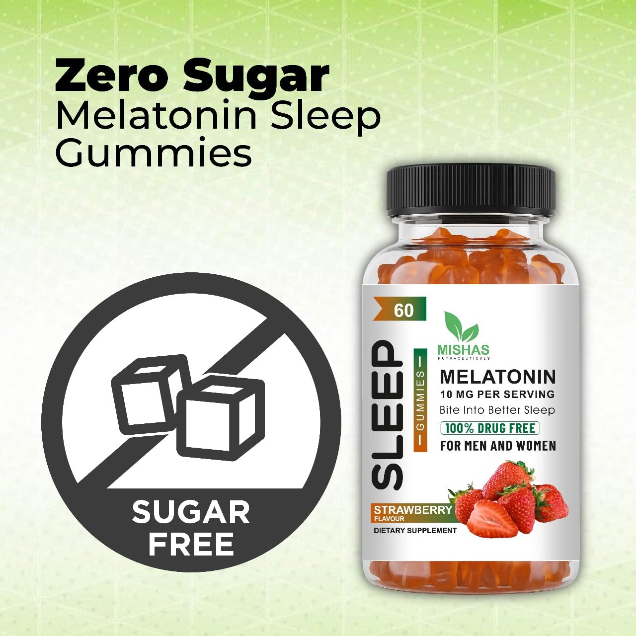 Mishas Melatonin Sleep Support Gummies 10 mg, 60 Gummies