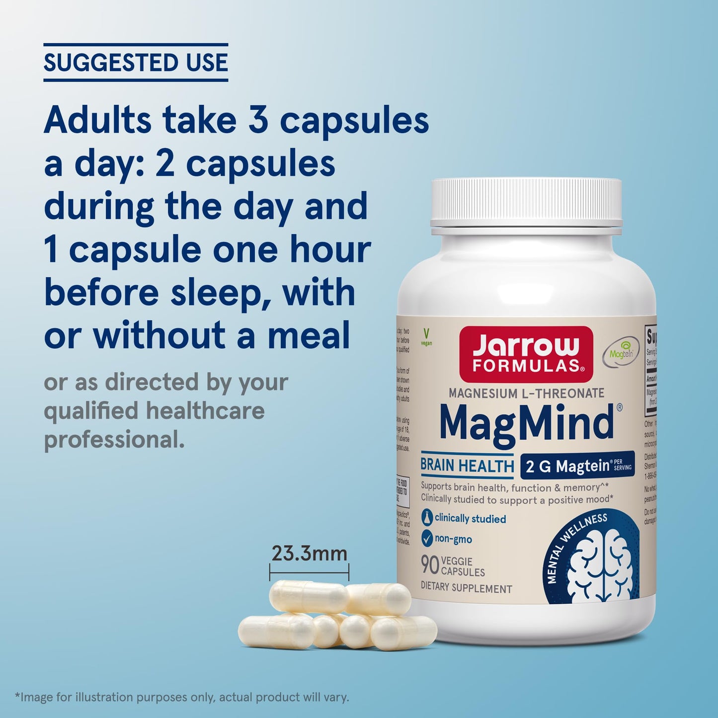 Jarrow Formulas MagMind Magtein Magnesium L-Threonate Magnesium Supplement Capsules, 90 Count