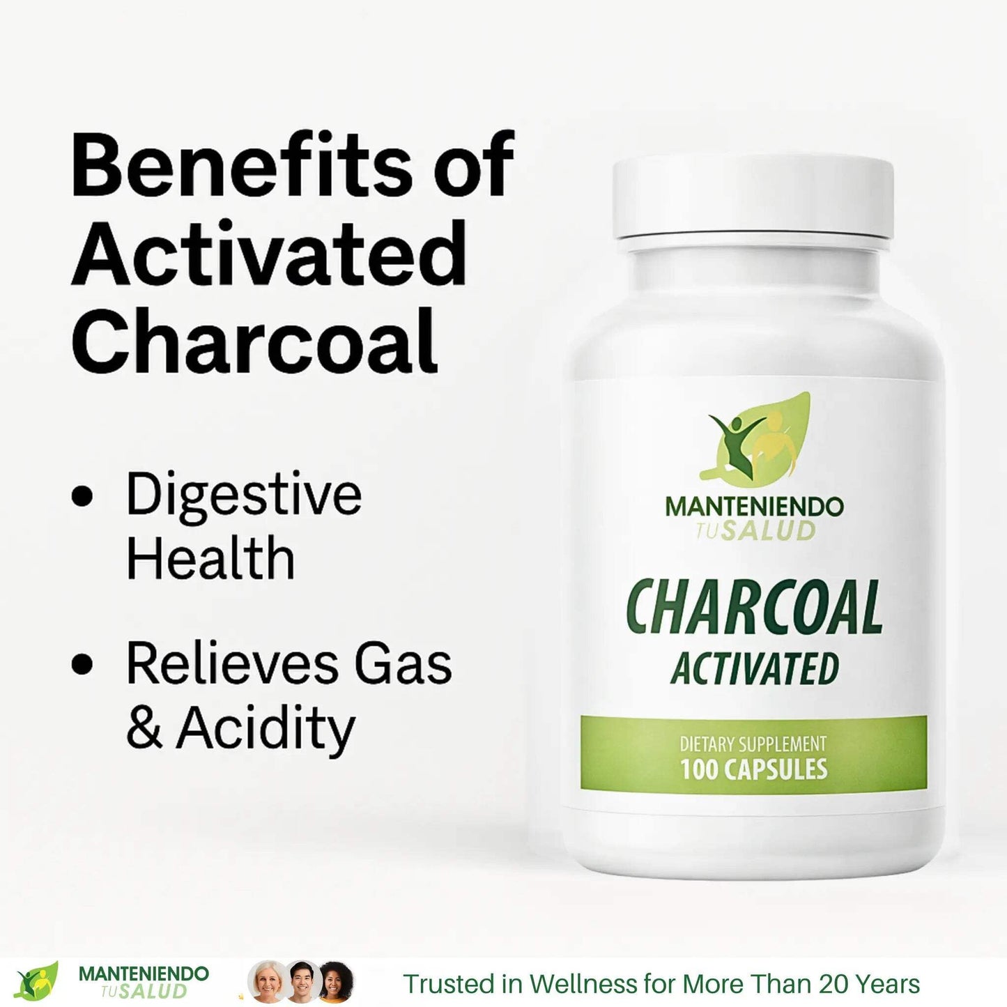 Manteniendo Tu Salud Activated Charcoal Gas Relief Capsules 100