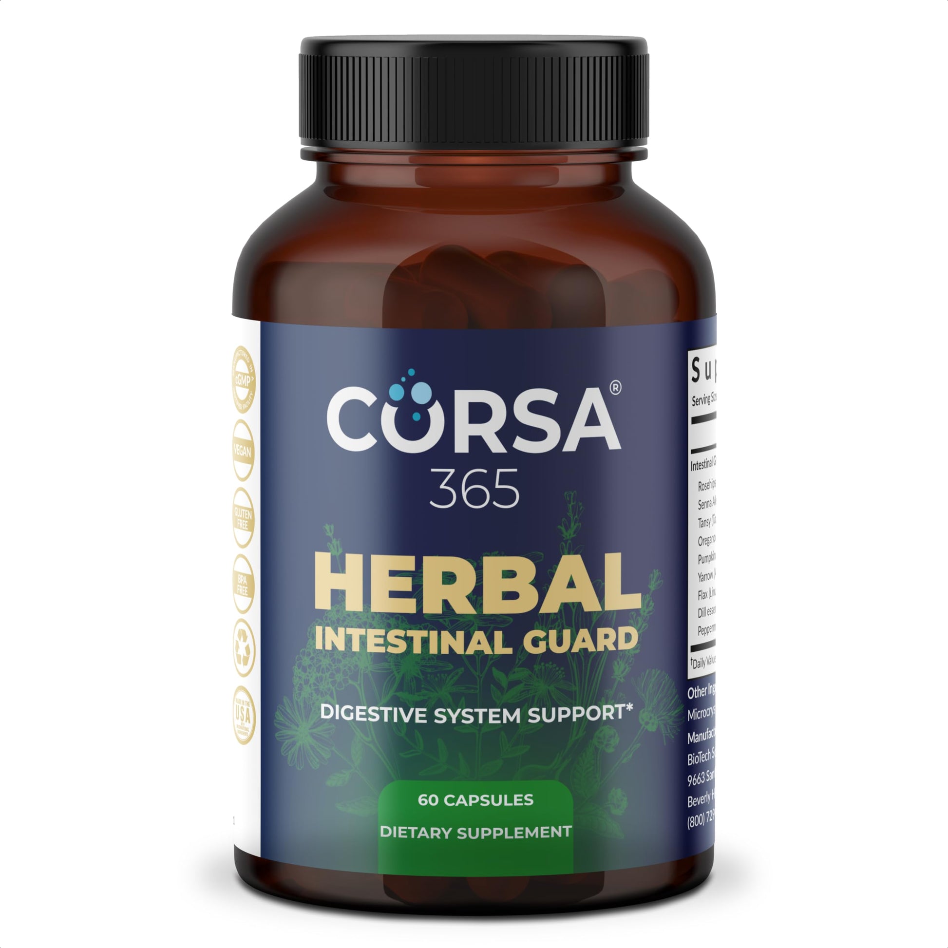 CORSA365 Herbal Intestinal Support Capsule, 60 Capsules