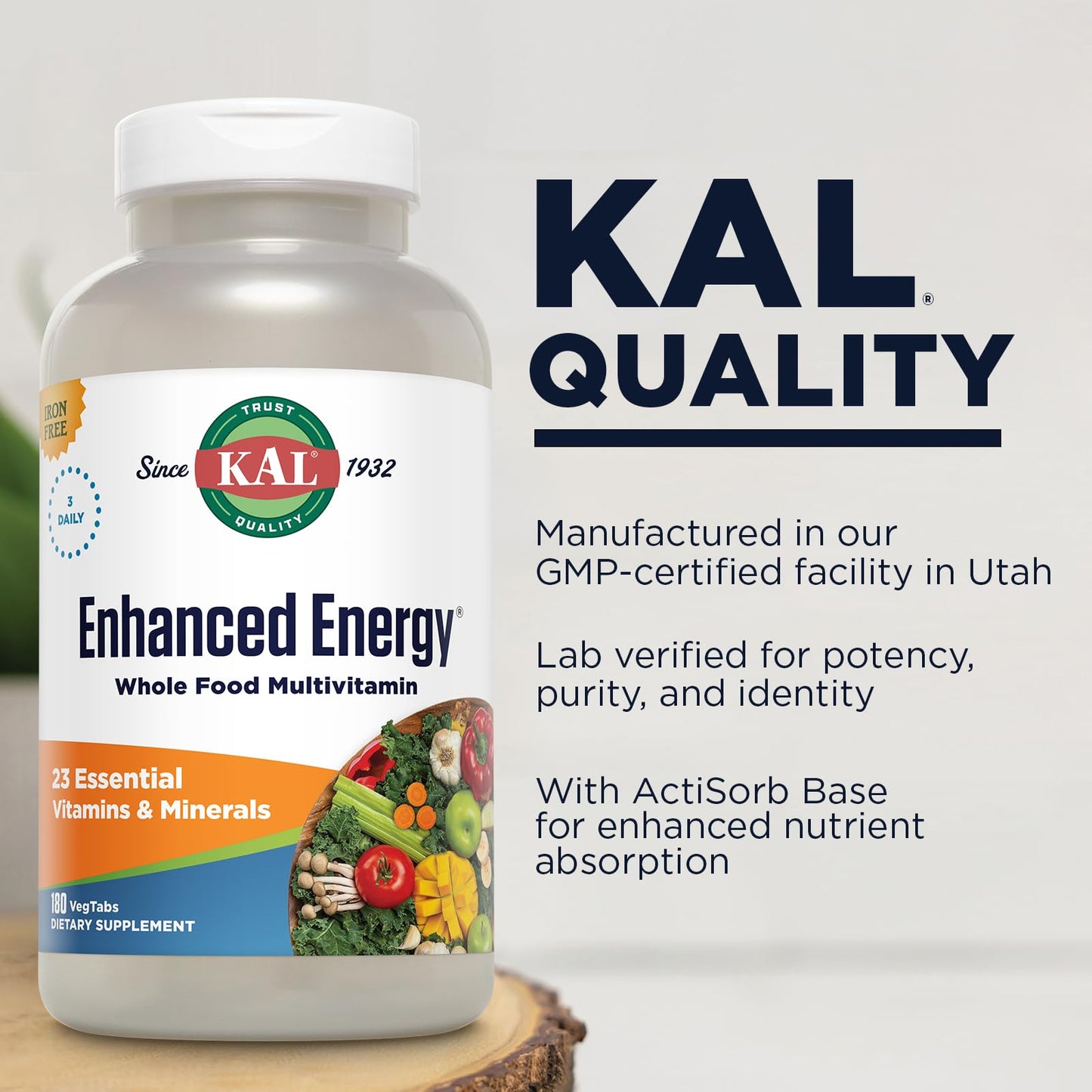 KAL Enhanced Energy Multivitamin Capsules 180 Capsules