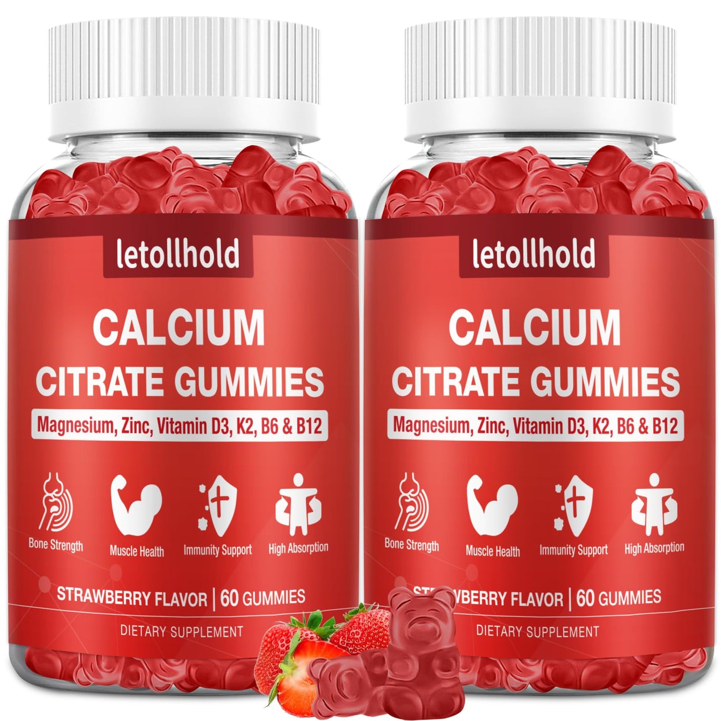 letollhold Calcium Citrate Gummies 1200mg, 120 Gummies