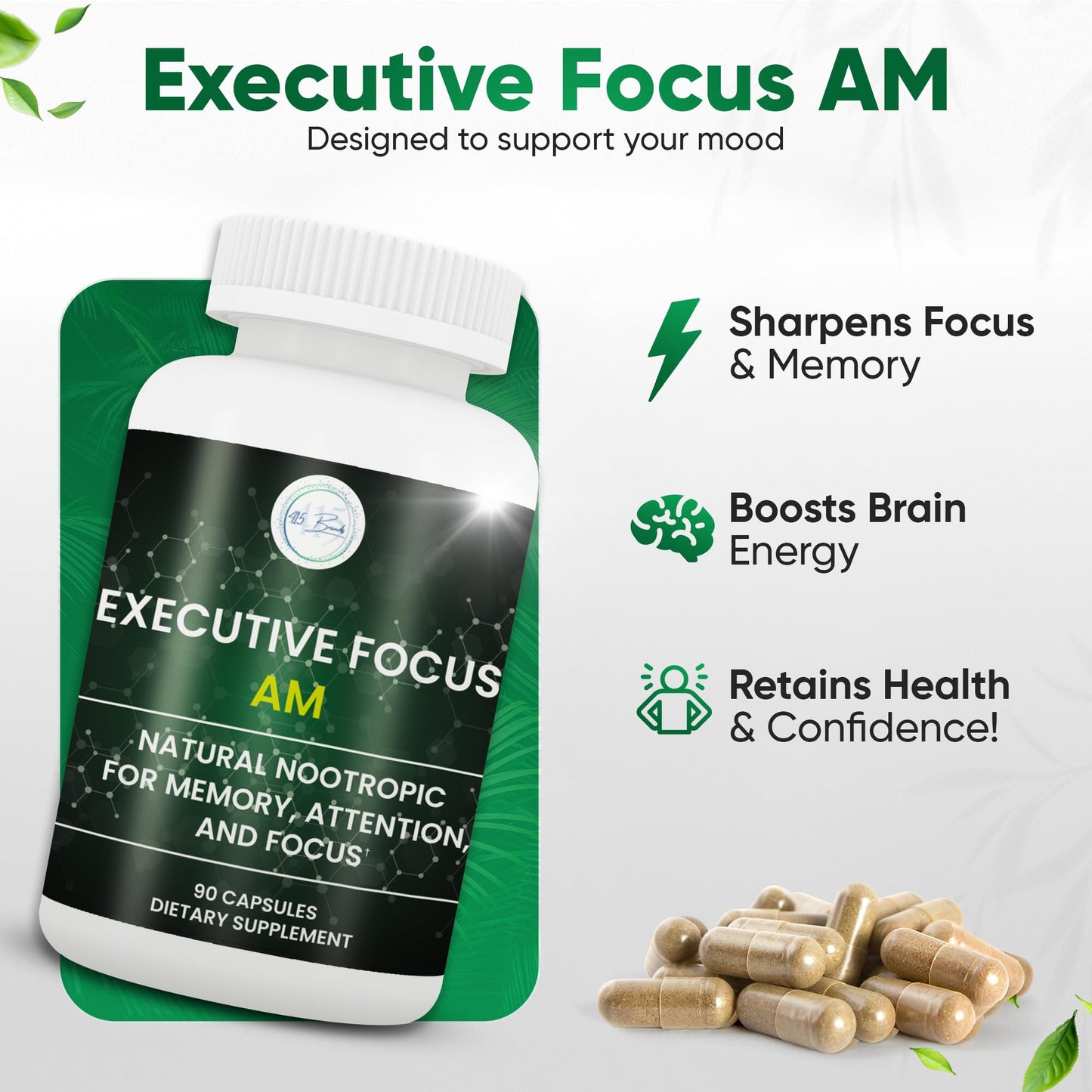Executive Focus AM Nootropic Brain Supplement Capsule, 90 Count