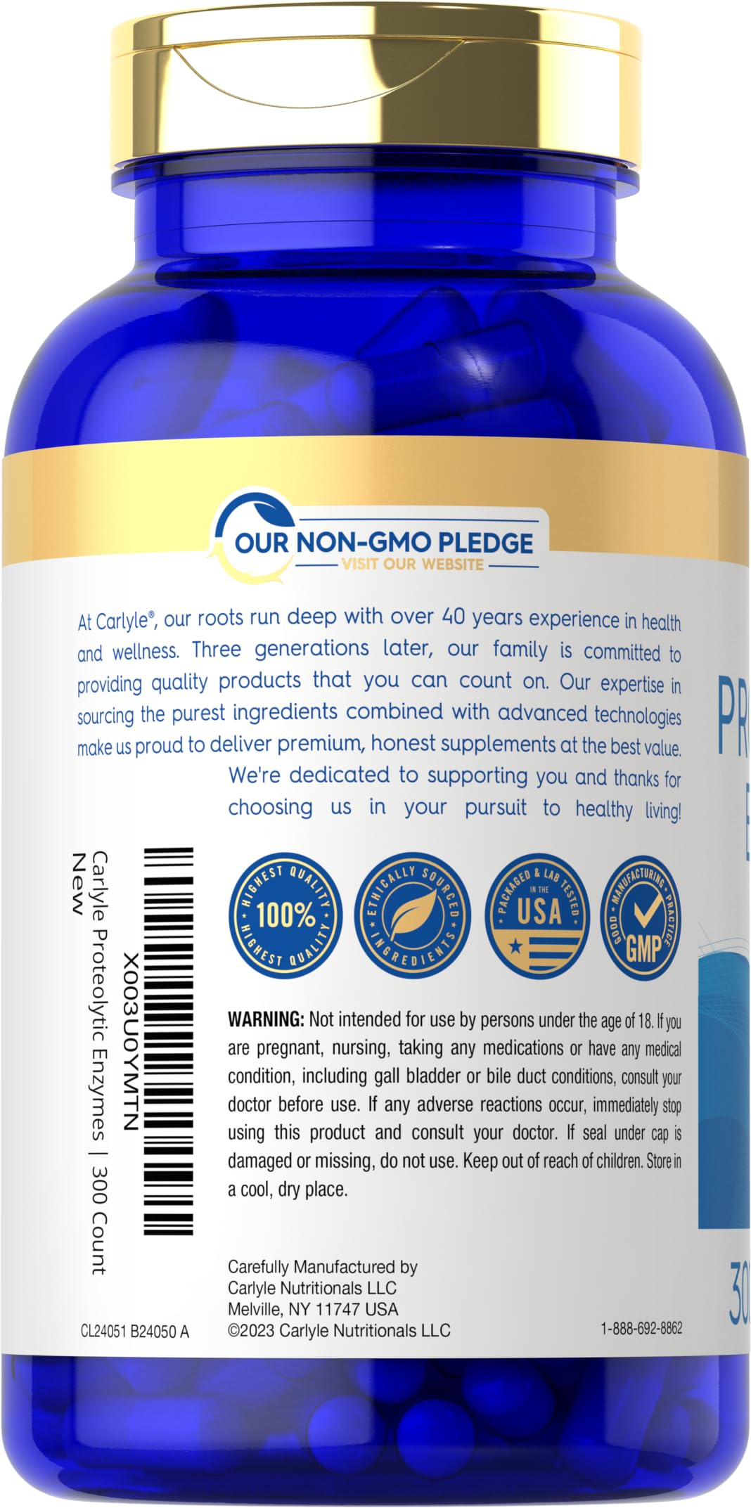Carlyle Proteolytic Enzymes Capsule, 300 Capsules