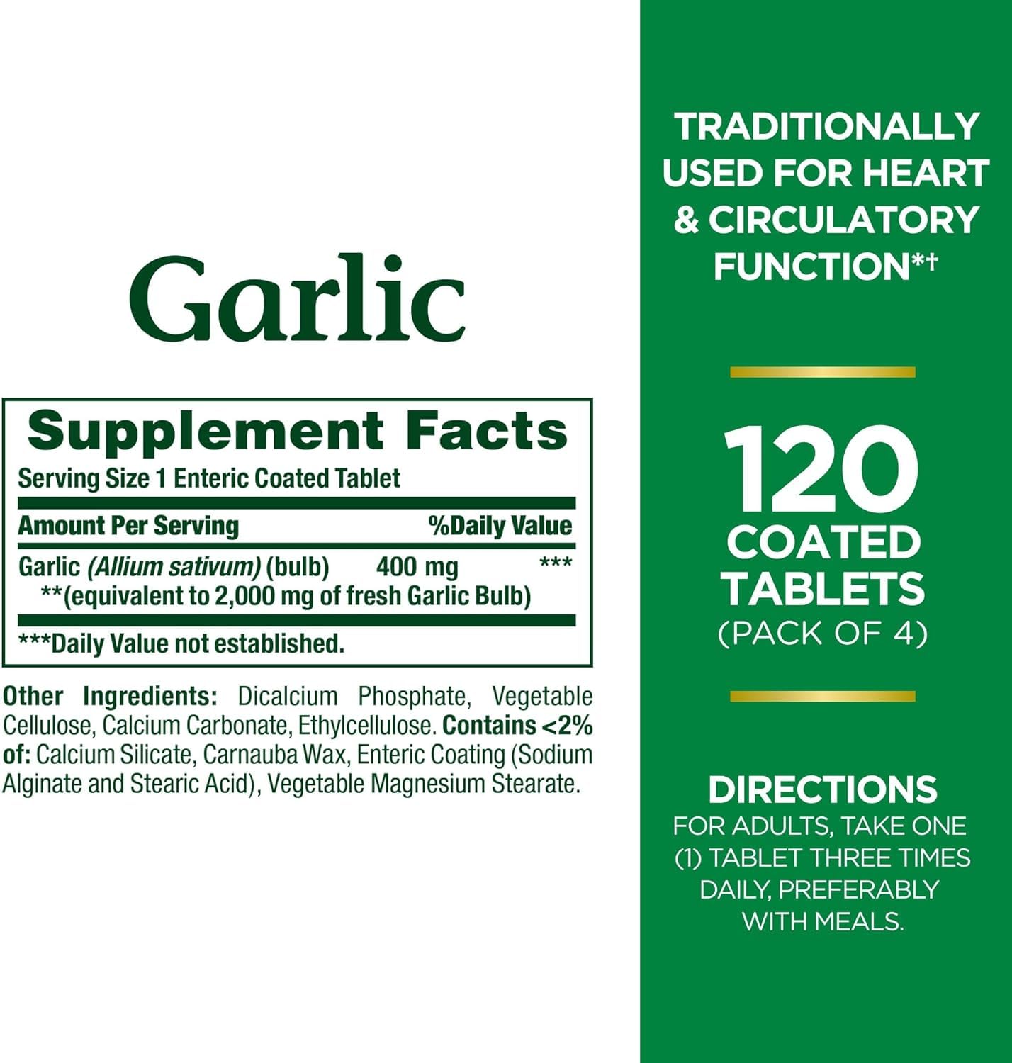 Nature's Bounty Garlic 2000mg Tablet, 120 Count