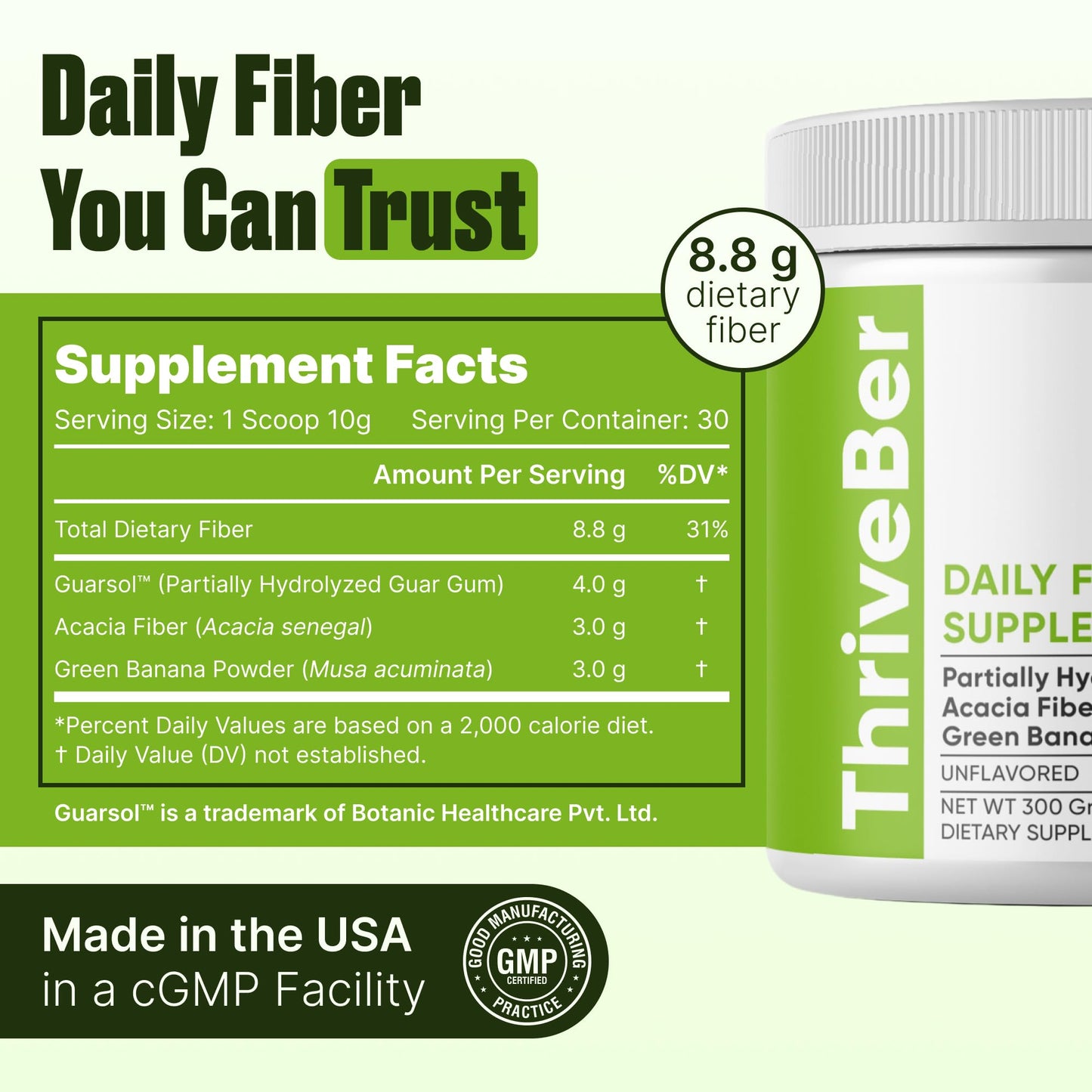 Intestinal Fortitude ThriveBer Daily Fiber Supplement Powder 10.5 Ounce