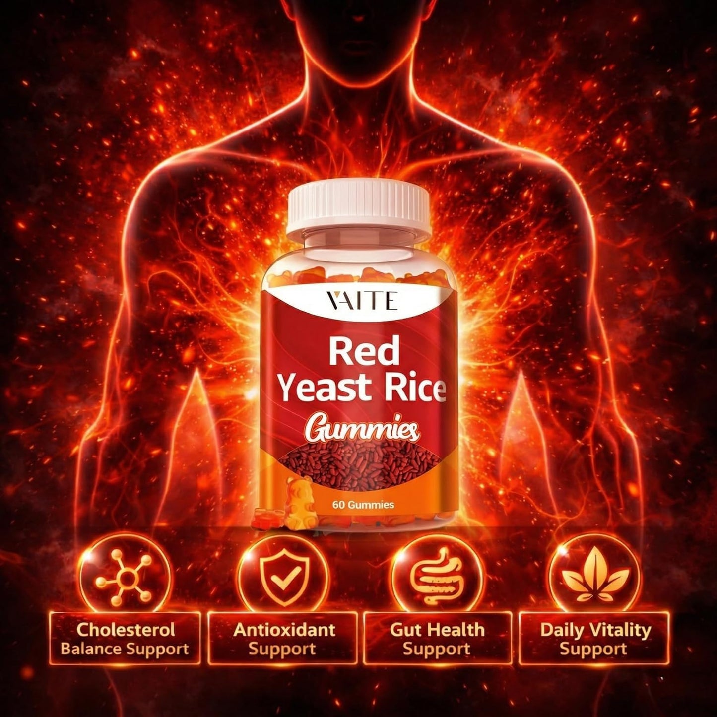 VAITE Red Yeast Rice with CoQ10 Gummies 60 Count