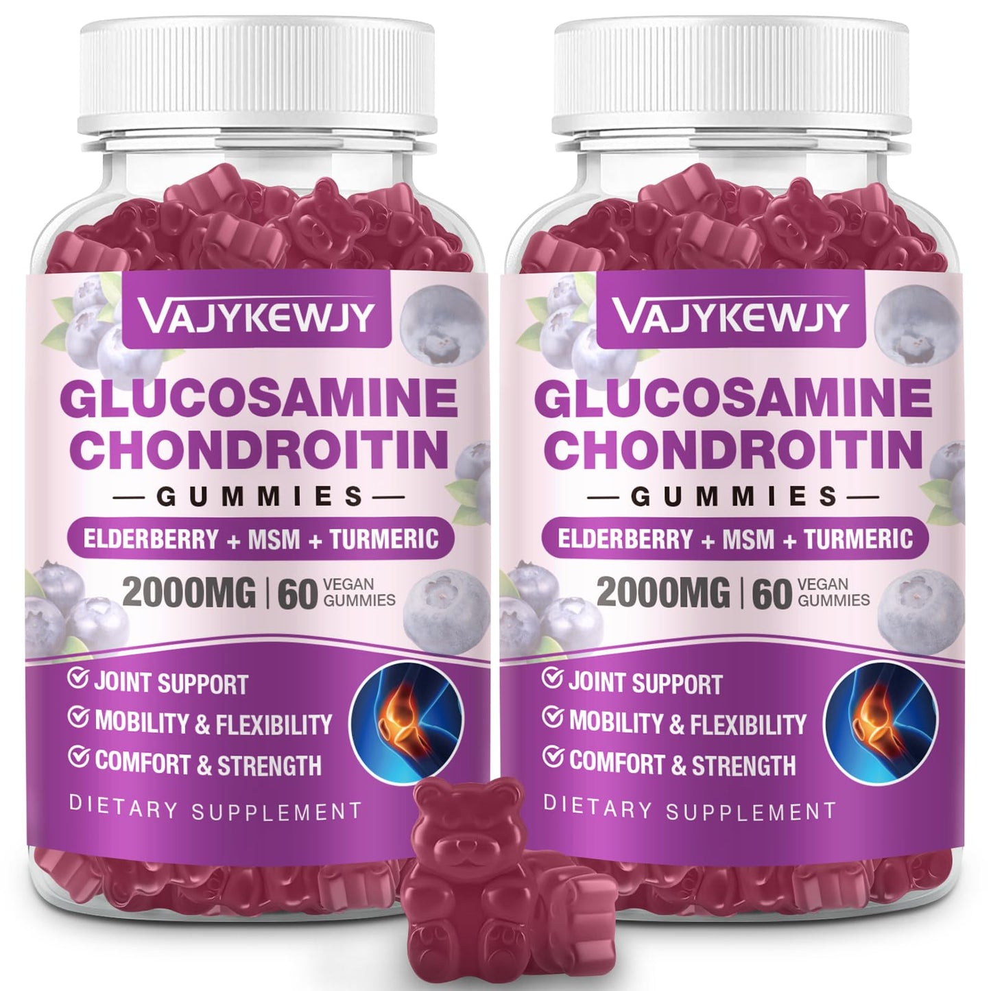 VAJYKEWJY Glucosamine Chondroitin Gummies, 2 Packs