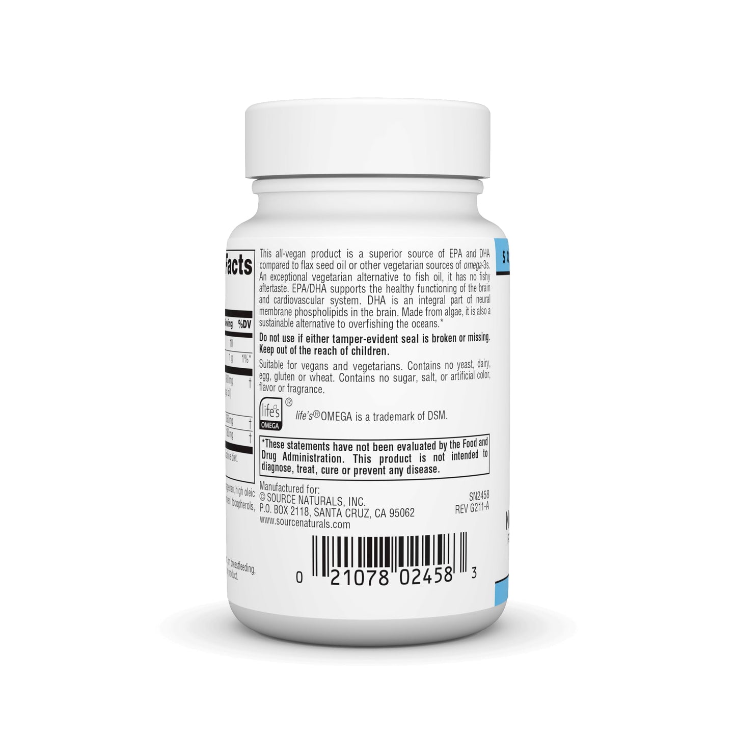 Source Naturals Vegan Omega-3s, Non-Fish EPA-DHA, for Heart and Brain Health Support Softgels 30