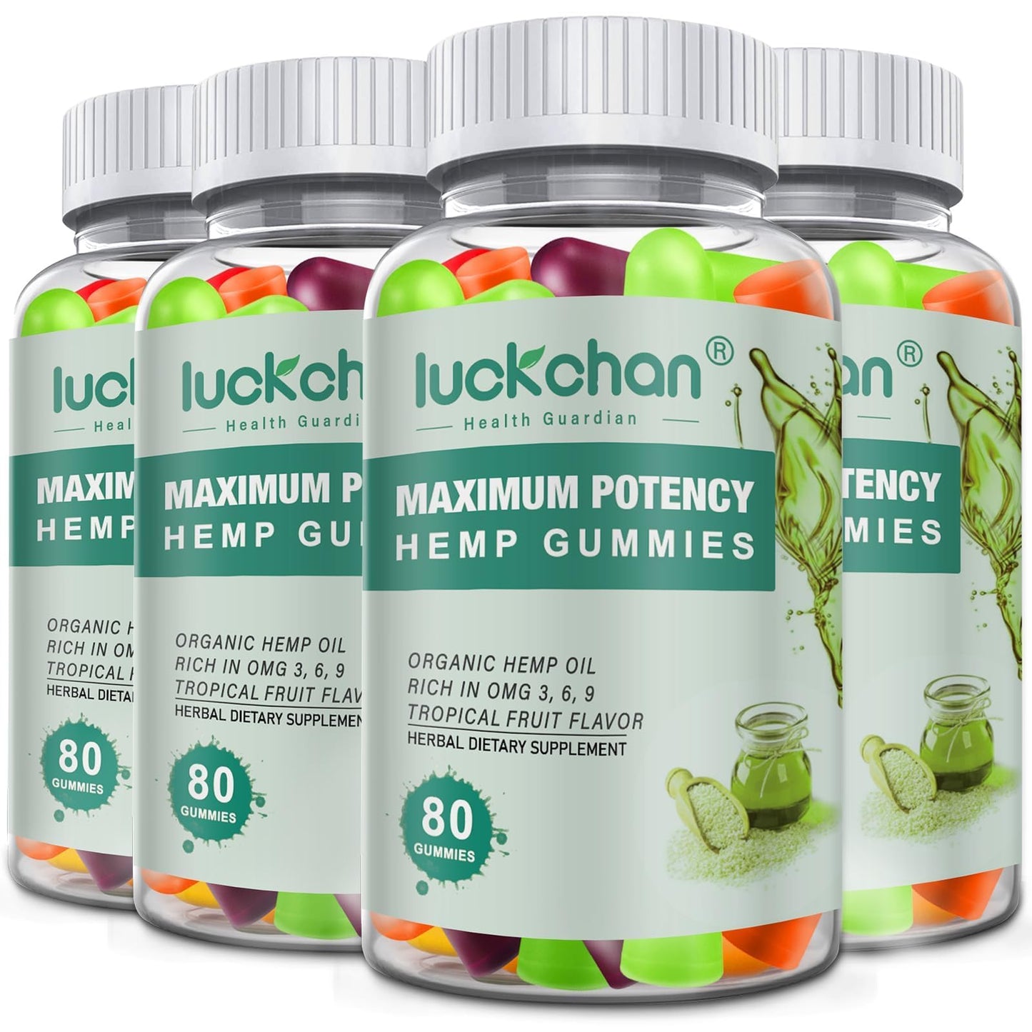 LUCKCHAN Hemp Gummies High Potency for Sleep, Pain, Anxiety Gummy 320