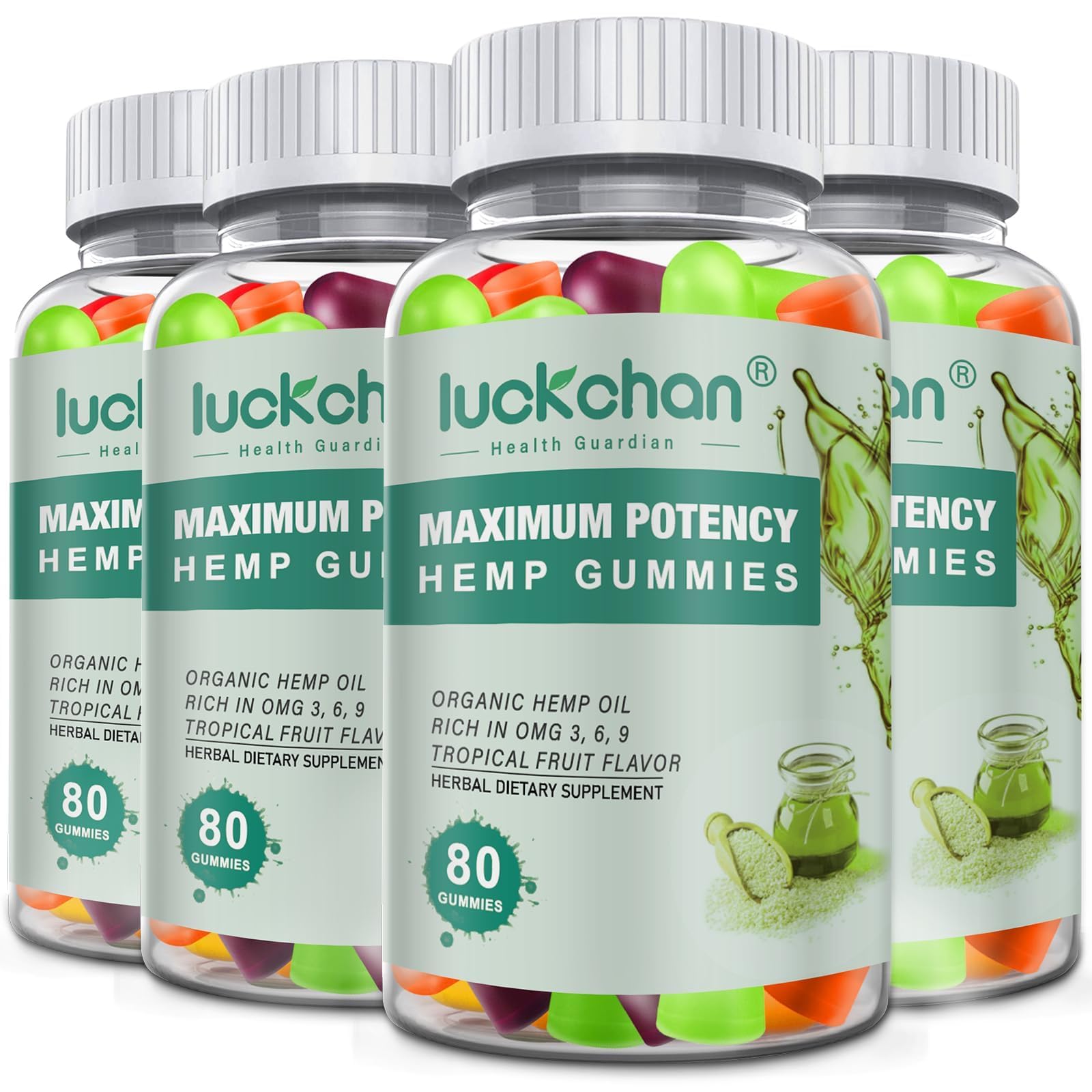 LUCKCHAN Hemp Gummies High Potency for Sleep, Pain, Anxiety Gummy 320