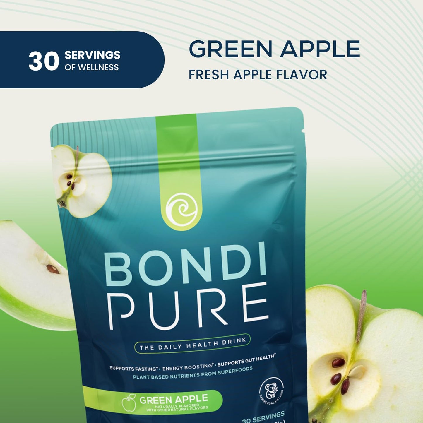 Bondi Pure Daily Health & Detox Drink Powder Green Apple 11.3