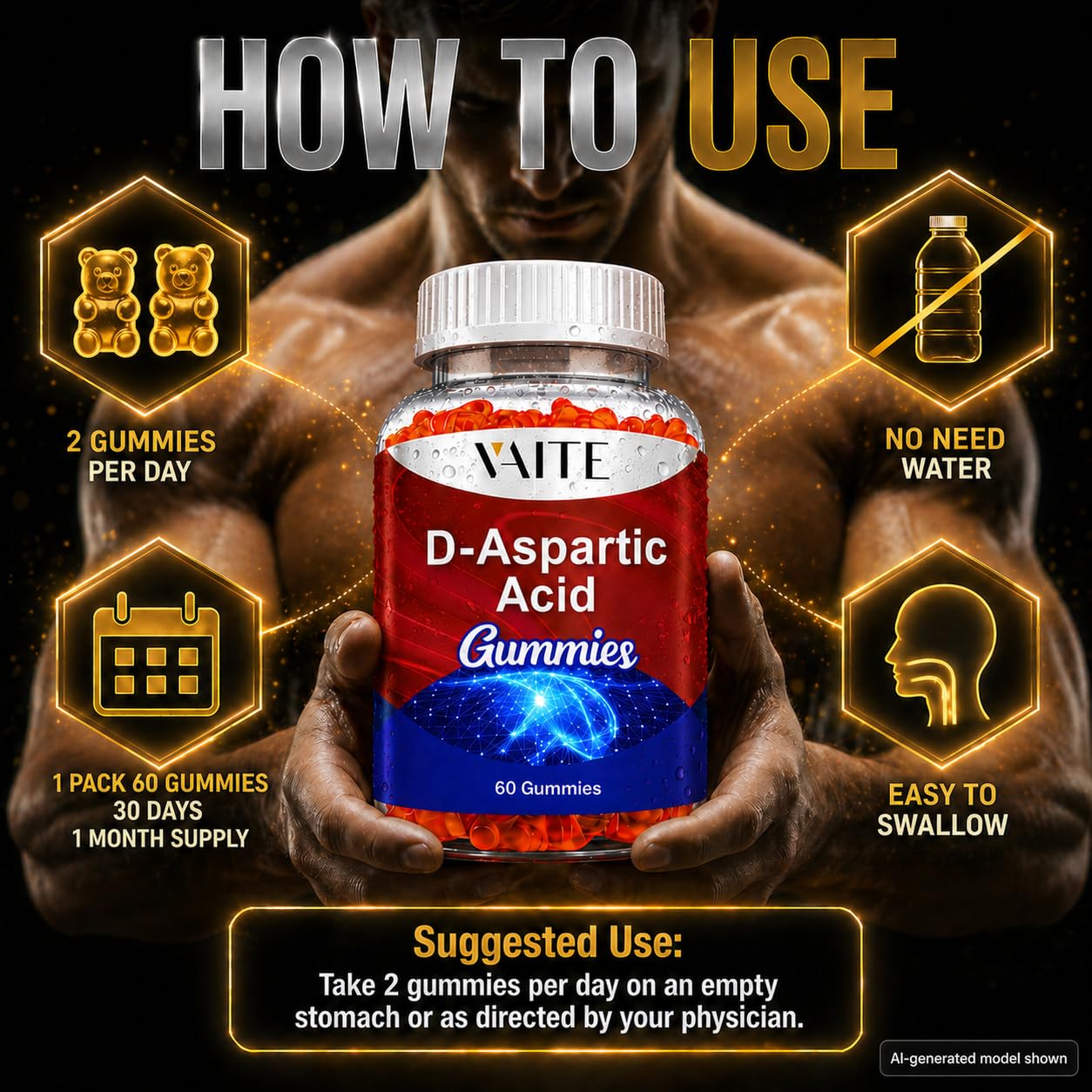 VAITE D-Aspartic Acid Gummies 60 Gummies