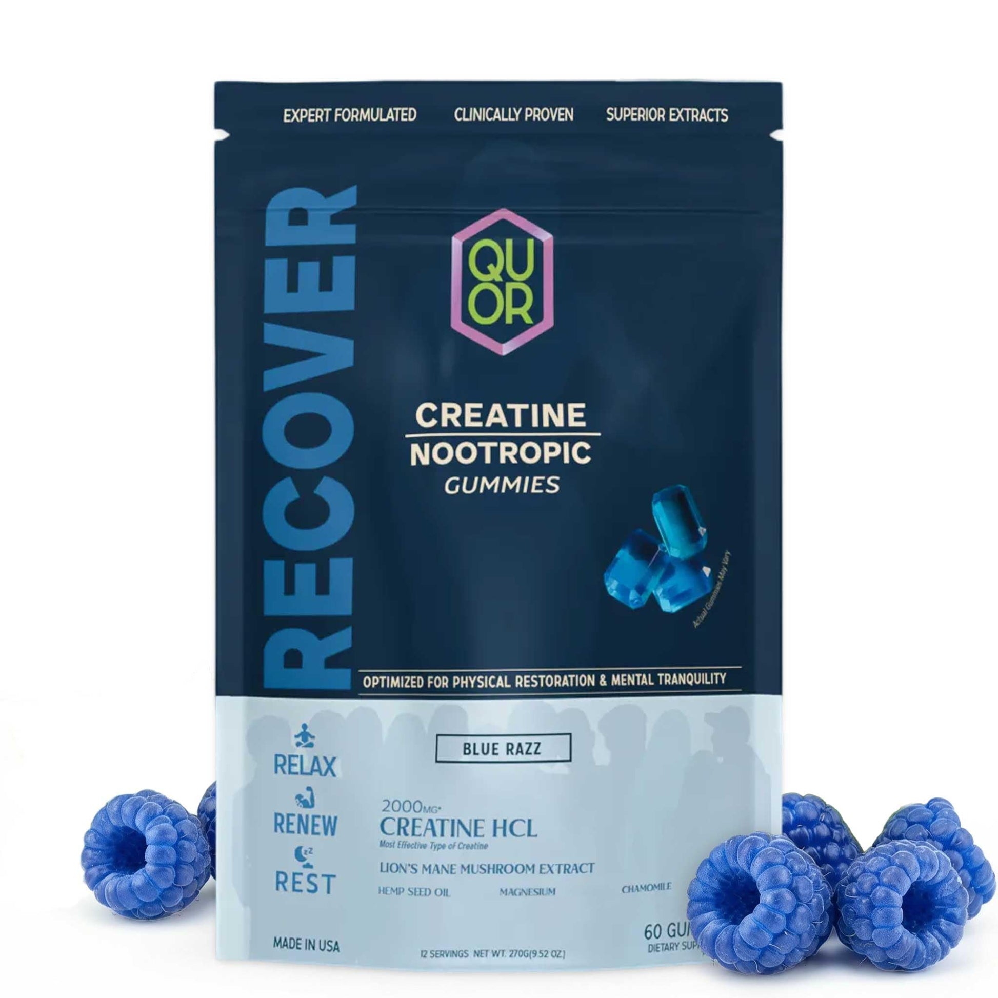 QUOR Recovery Gummies & Magnesium Gummies for Sleep, Women & Men 60 Count