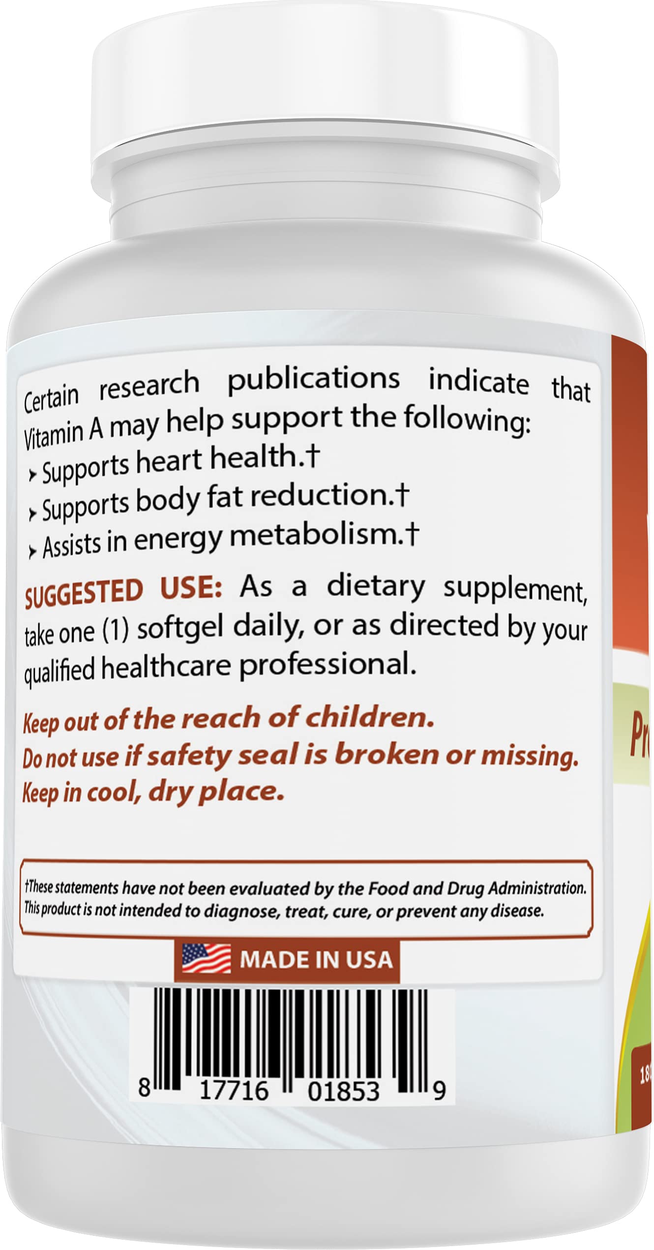Best Naturals Vitamin A 25000 IU (7500 mcg) Softgels 180