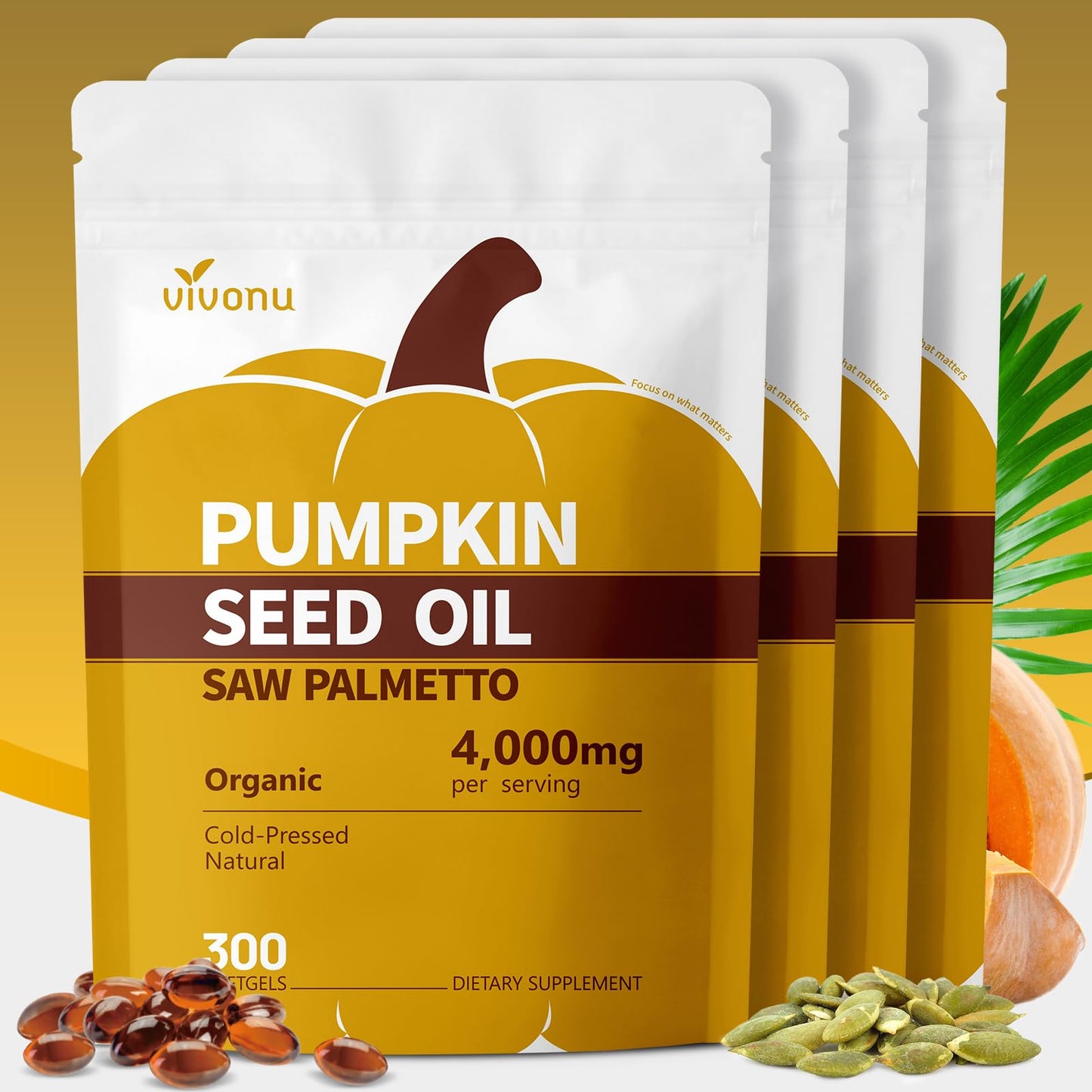 VivoNu Pumpkin Seed Oil with Saw Palmetto Capsules, Capsule, 1200 Count