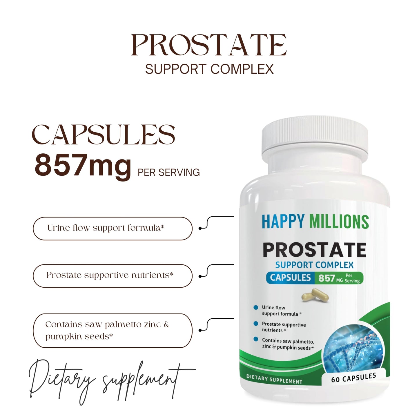 HAPPY MILLIONS Prostate Support 180 Capsules