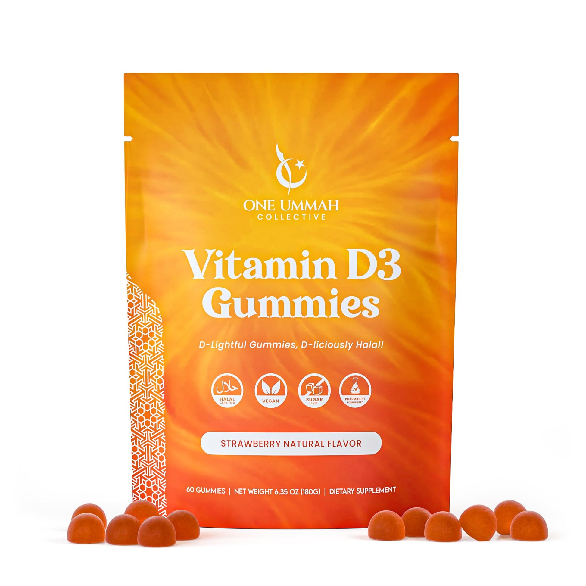 One Ummah Vitamin D3 Gummies 2000 IU, 60 Count