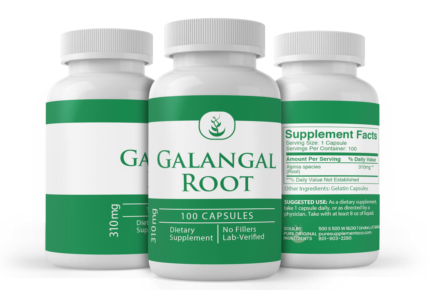 PURE ORIGINAL INGREDIENTS Galangal Root Capsules, 100 Capsules