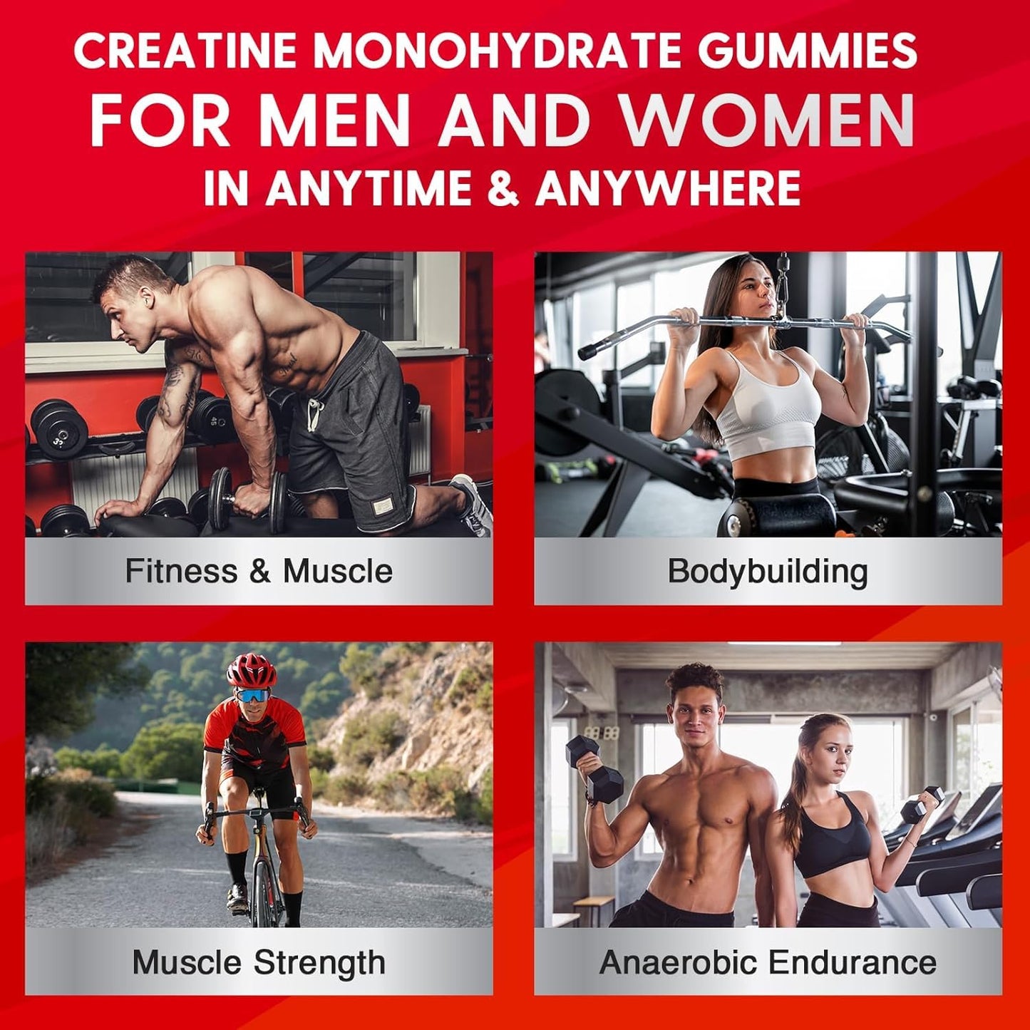 Mightnes Creatine Monohydrate Gummies, 60 Count