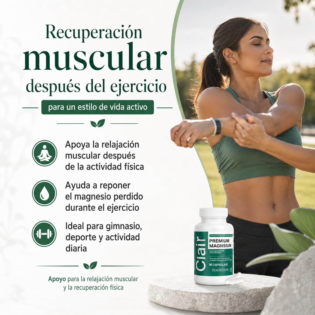 alzclipp Clair Magnesio Premium Magnesium with B6, D3, Zinc, 4-In-1 Blend Capsules, 90 Count