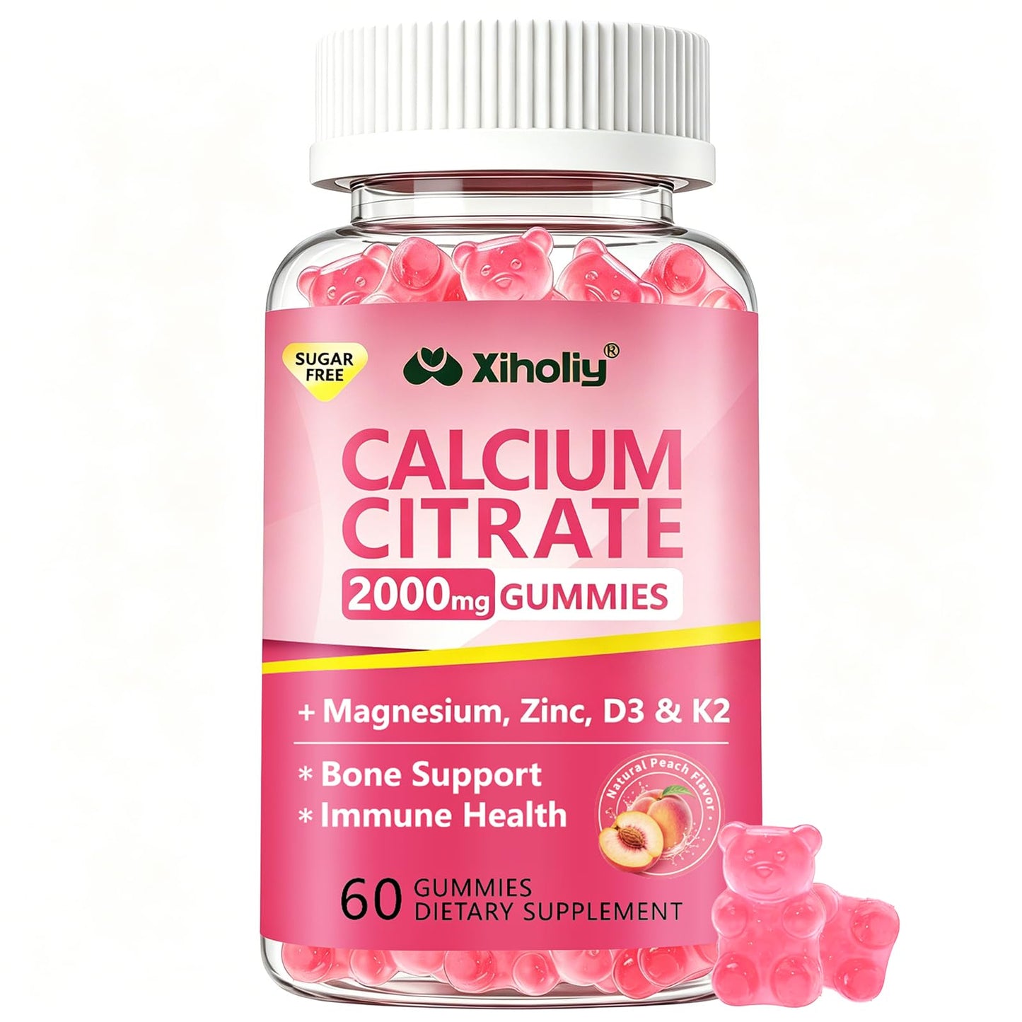 XIHOLIY Calcium Citrate Gummies 2000 mg, 60 Count