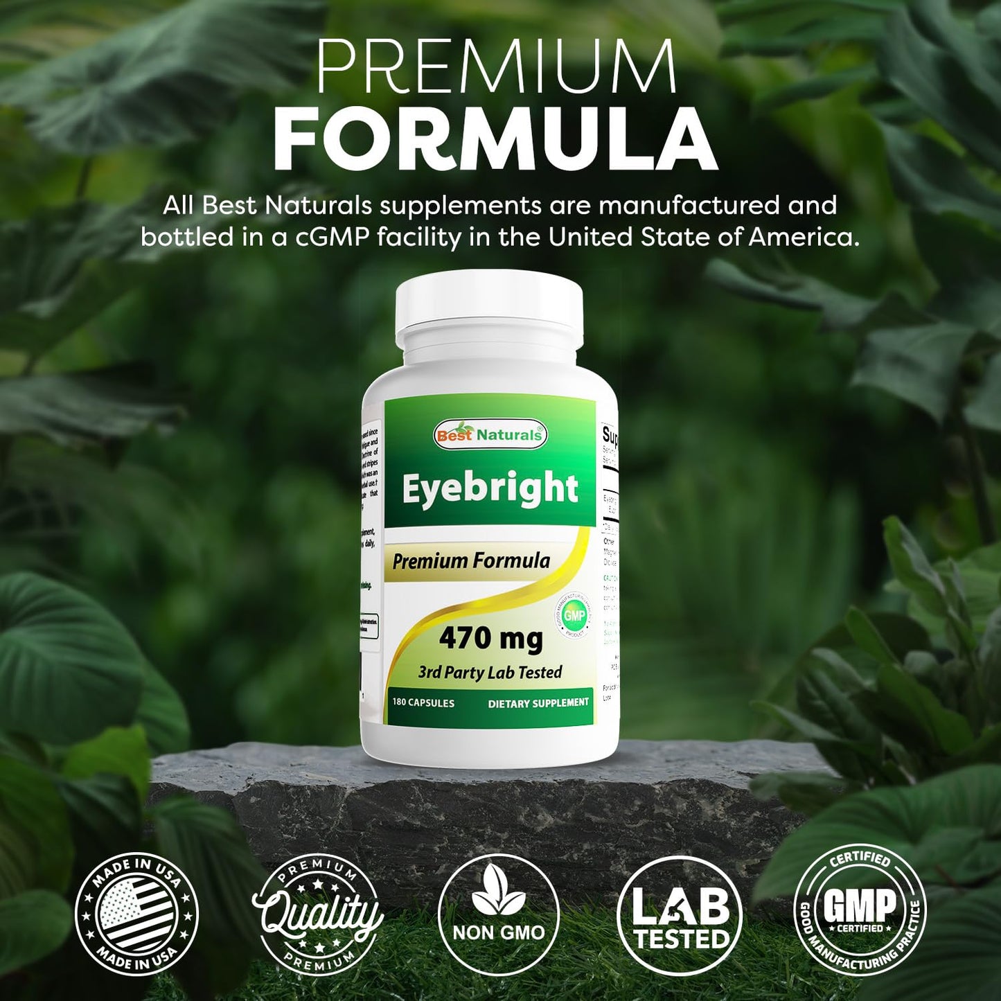 Best Naturals Eyebright 470 mg Capsules, 180 Count