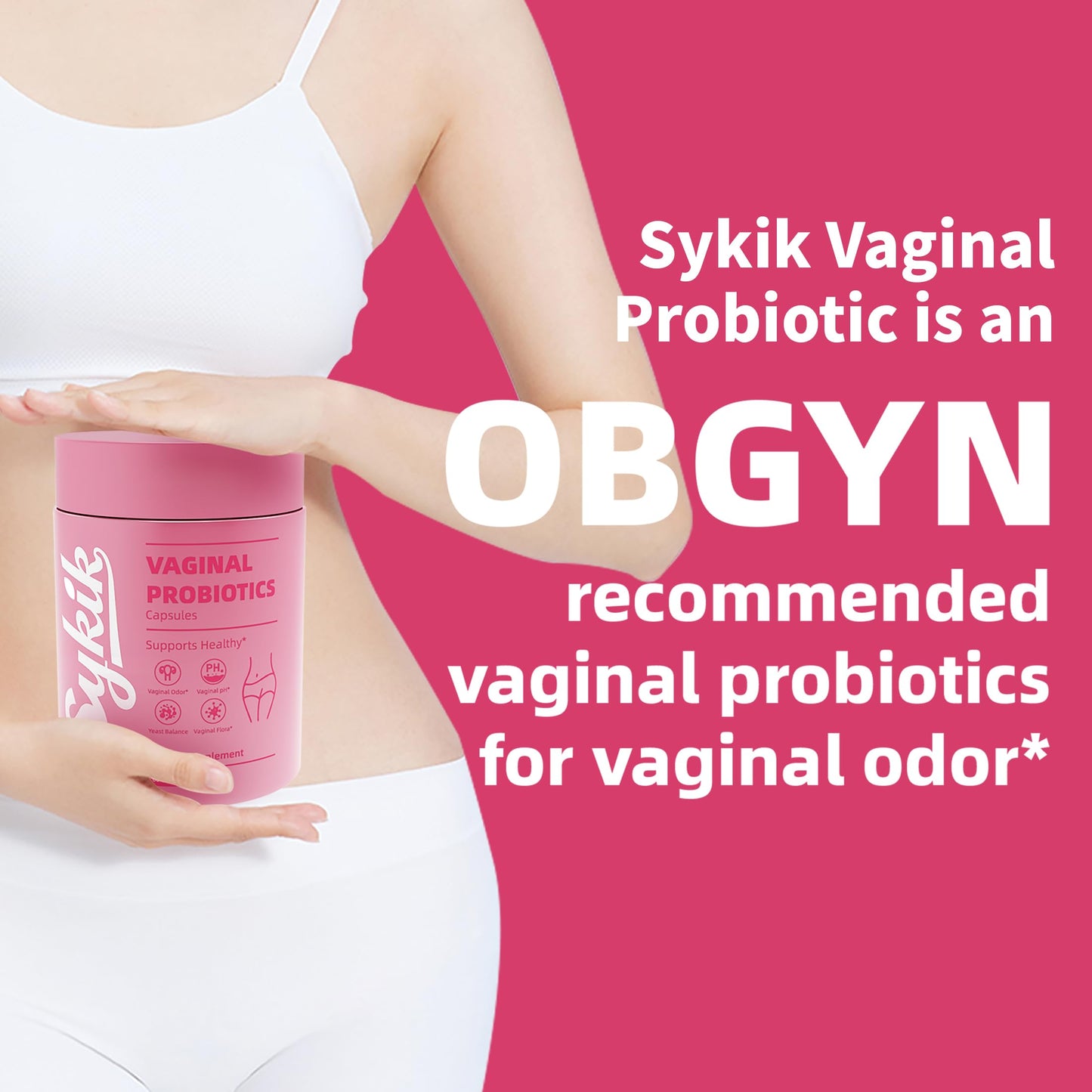 Sykik Women's Vaginal Probiotics with Prebiotics & Lactobacillus Blend, pH Balance, Capsule, 60 Count