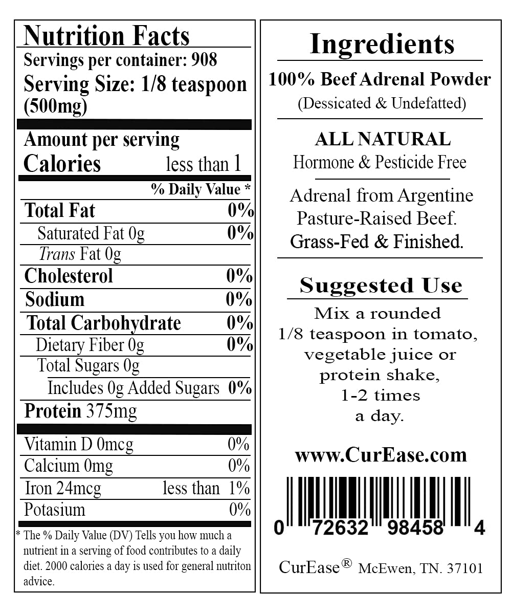 CurEase Argentine Beef Adrenal Powder 16 oz