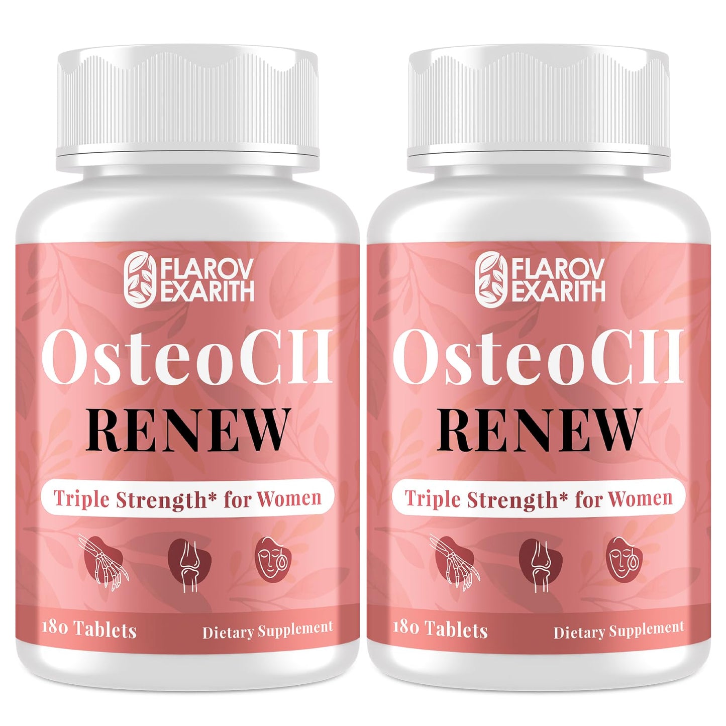 Flarovexarith OsteoCII Renew Triple Strength – Advanced Joint, Bone & Skin Formula with Collagen, Glucosamine, Chondroitin, Calcium, MK-7, Vitamin D3, Hyaluronic Acid, 360 Tablets
