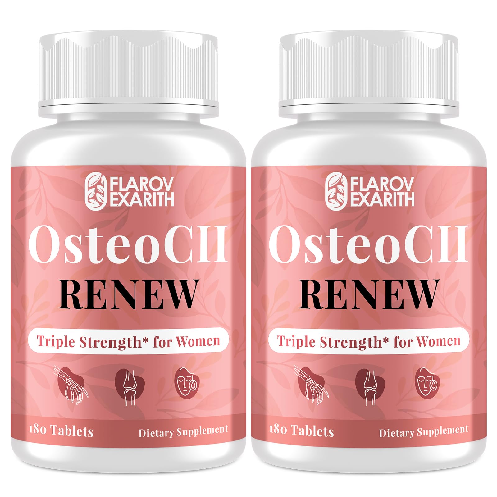 Flarovexarith OsteoCII Renew Triple Strength – Advanced Joint, Bone & Skin Formula with Collagen, Glucosamine, Chondroitin, Calcium, MK-7, Vitamin D3, Hyaluronic Acid, 360 Tablets