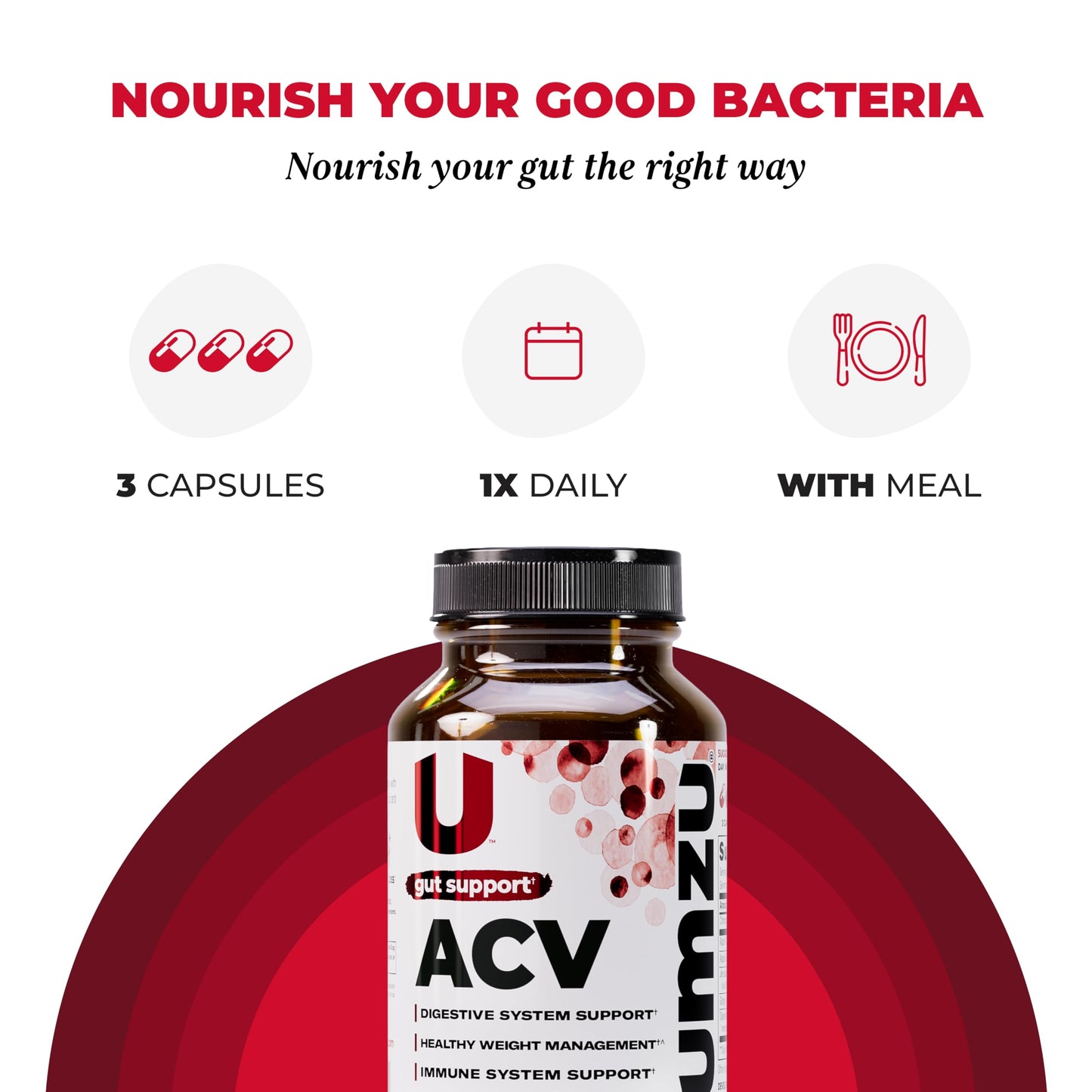 UMZU zuACV Apple Cider Vinegar + Prebiotics Capsules, 90 Count