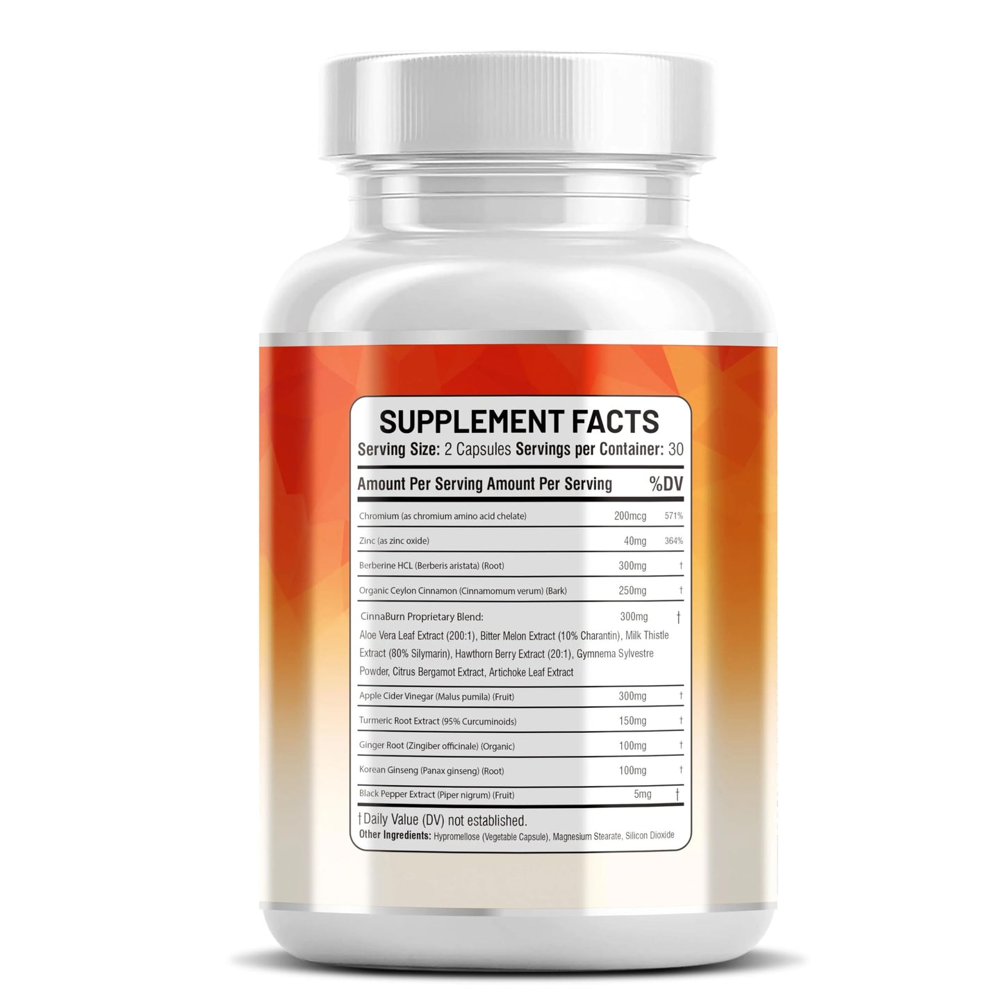 Kun Shafi Ceylon Cinnamon Complex with Berberine Apple Cider Vinegar Plus Bitter Melon Gymnema Ginseng Chromium & Turmeric Milk Thistle Capsules, 60 Count