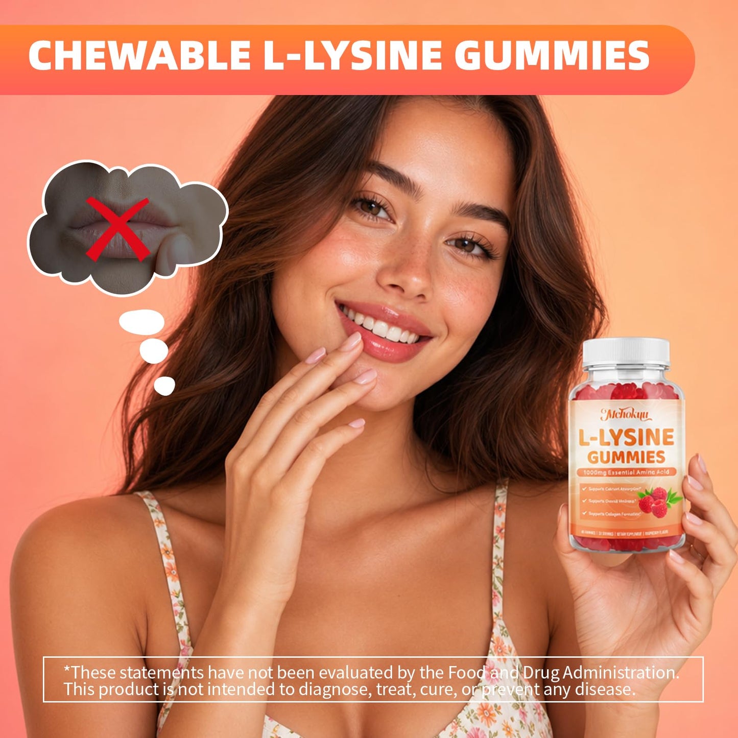 Mchokuu L-Lysine 1000mg Gummies, 120 Count