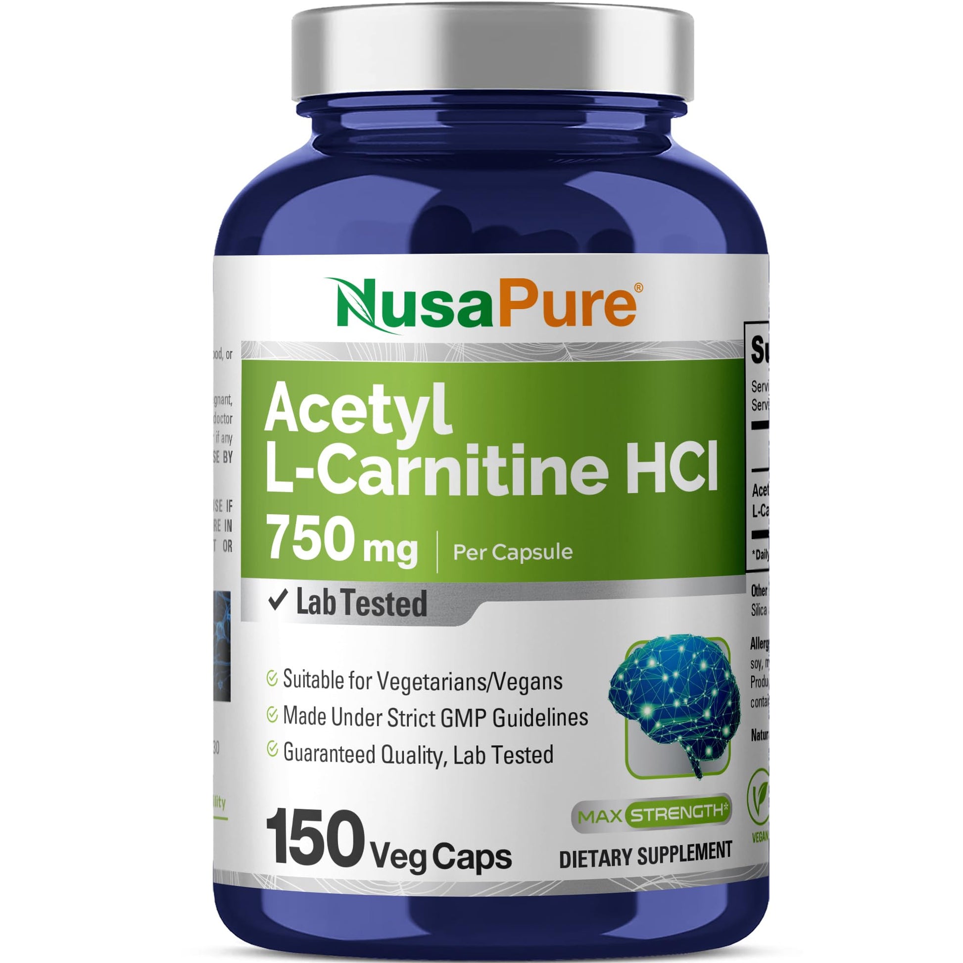 NusaPure Acetyl-L-Carnitine Capsule, 150 Veggie Caps